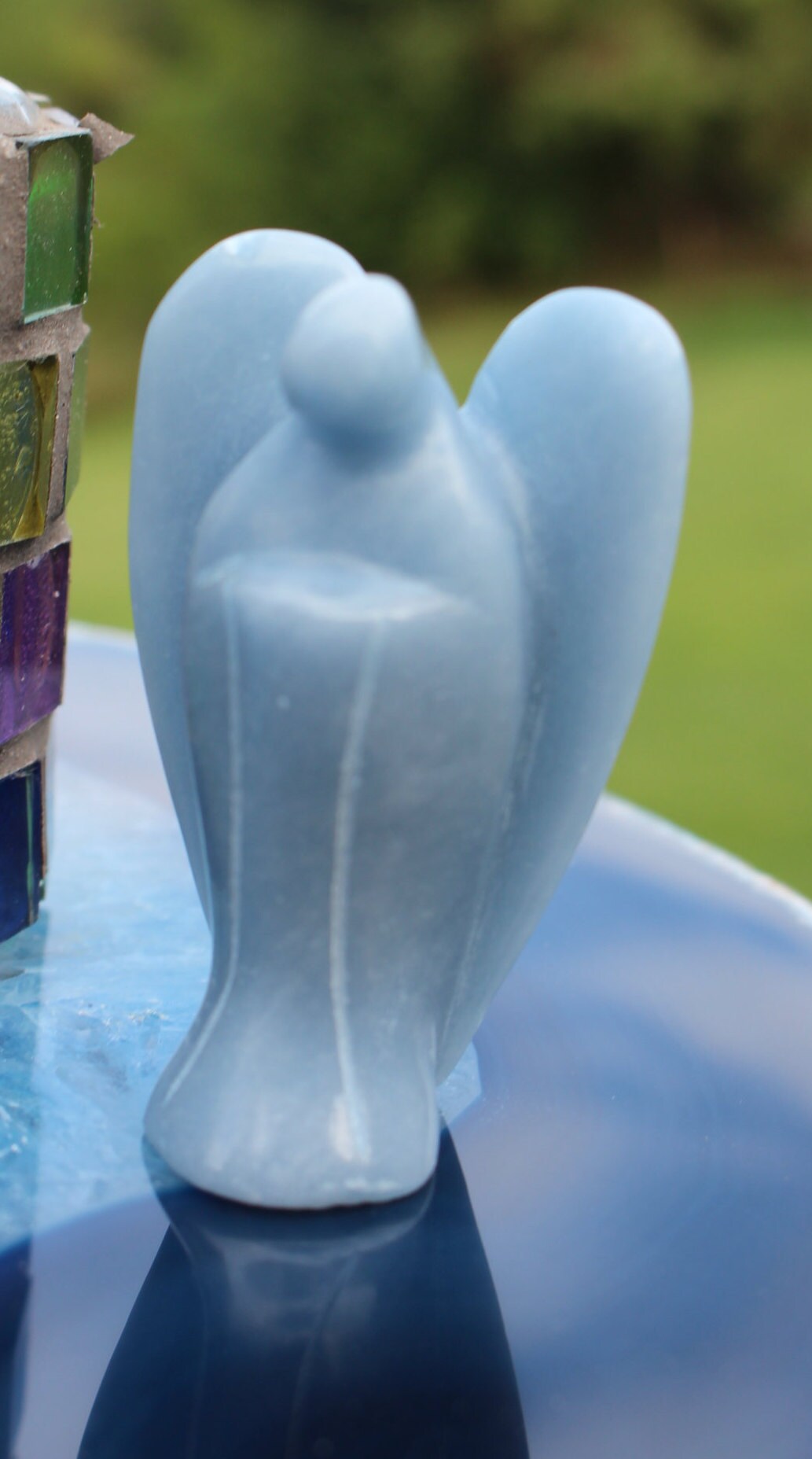 Angelite Guardian Angel, Protection Figurine, Gemstone Angel Keepsake, Memento, Natural Sky Blue Color, Gift for Mom.
