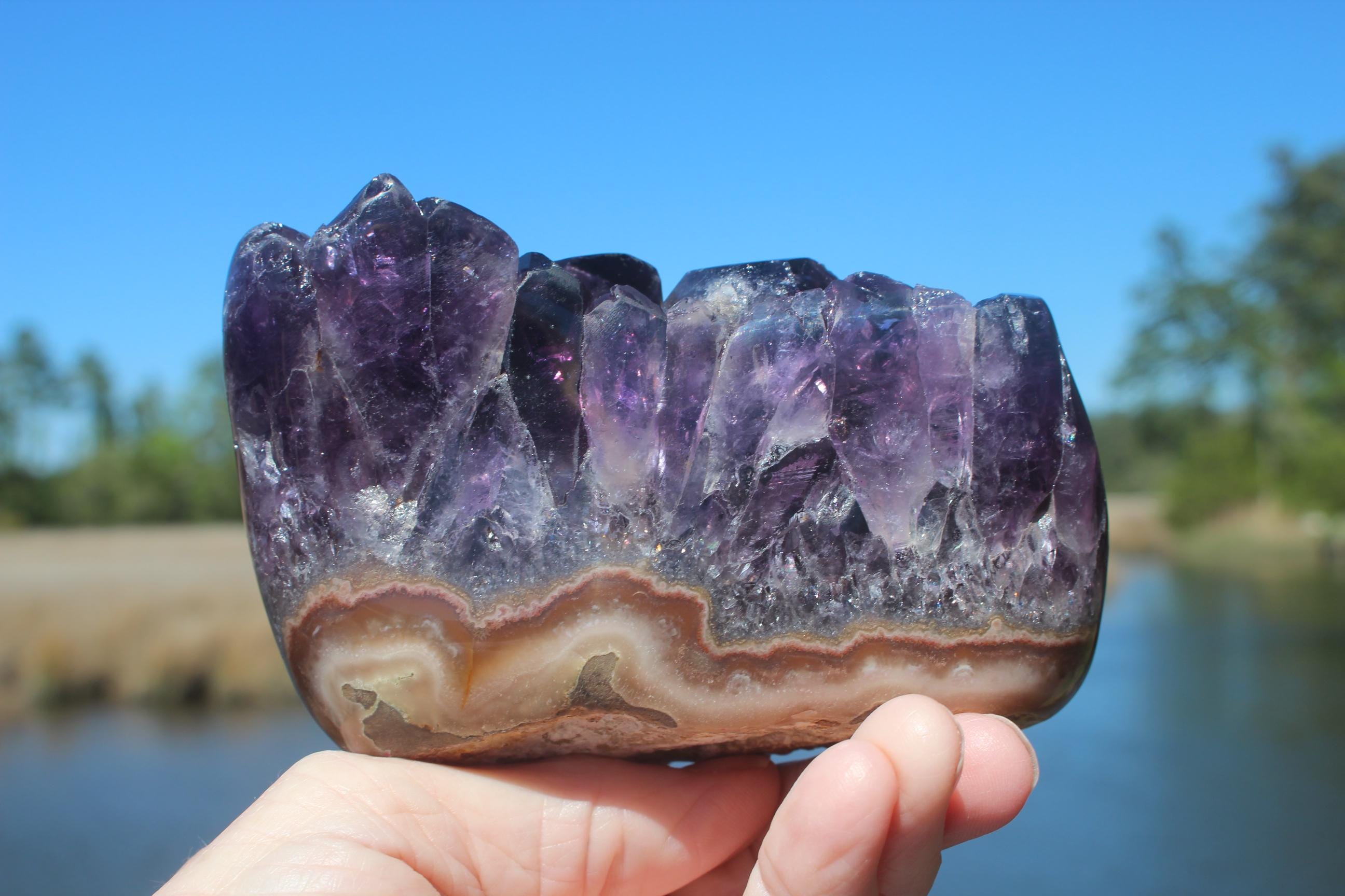 Fabulous Dark Amethyst Paperweight, Beautifully Polished Self Standing Gemstone Crystal Collectible, Boho Home Décor.