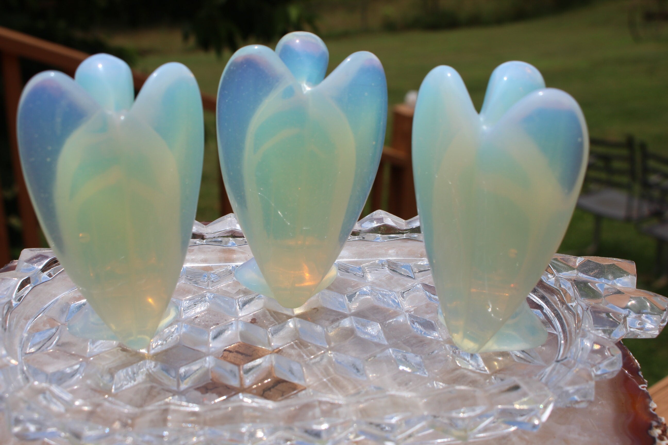 Extra Large Opalite Guardian Angel, Crystal Angel Figurine, Pocket Stone, Protection Gemstone. Keepsake Memento, 3.0 inches tall. Ships Free