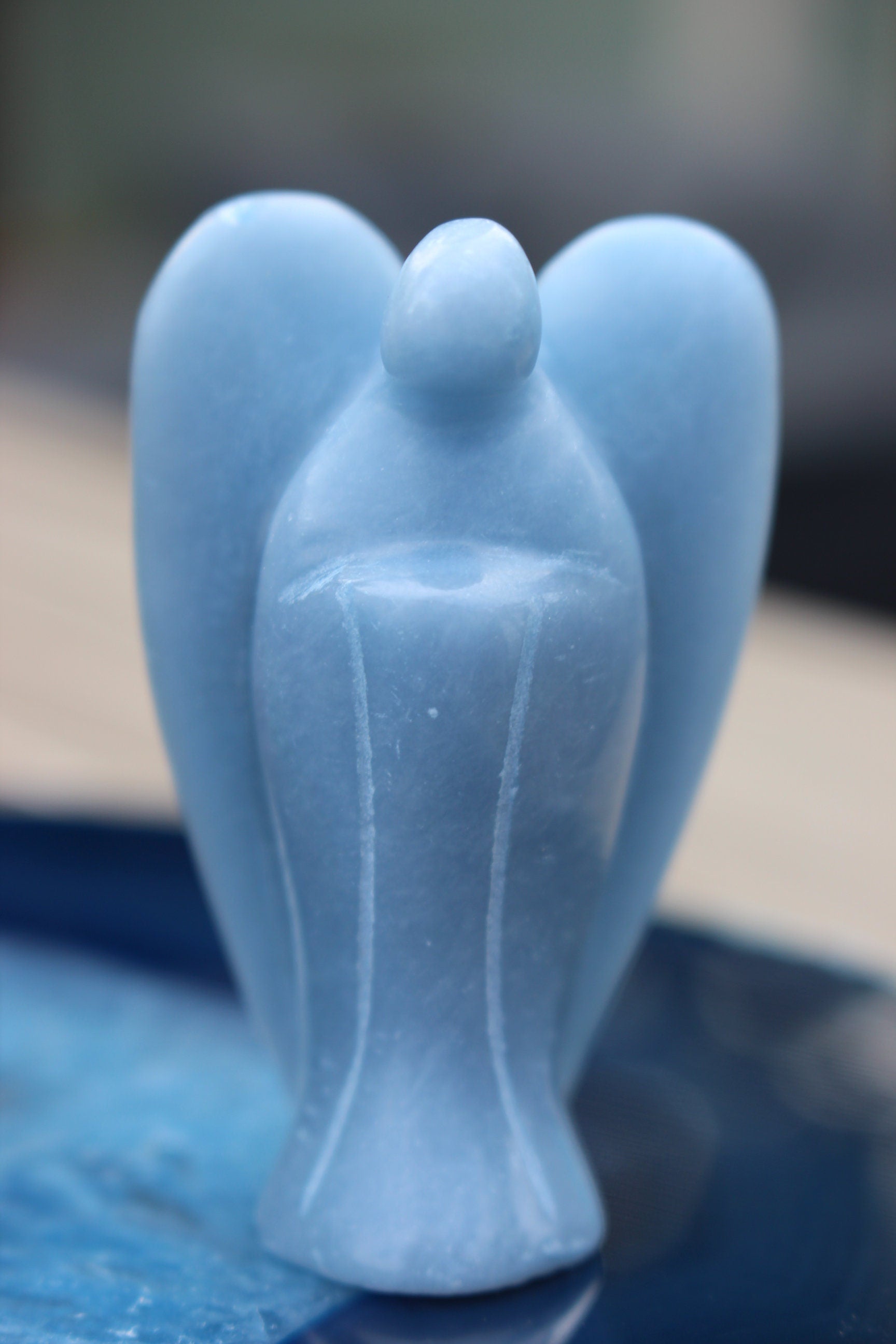 Angelite Guardian Angel, Protection Figurine, Gemstone Angel Keepsake, Memento, Natural Sky Blue Color, Gift for Mom.