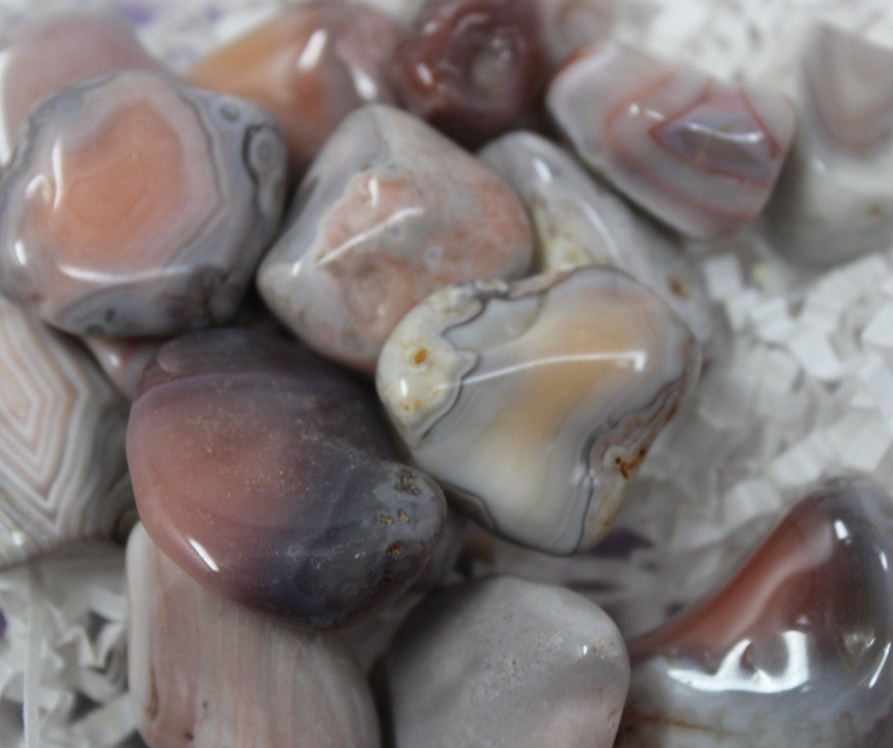 Pink Botswana Agate Nuggets, Four Polished Pebble Gemstones.