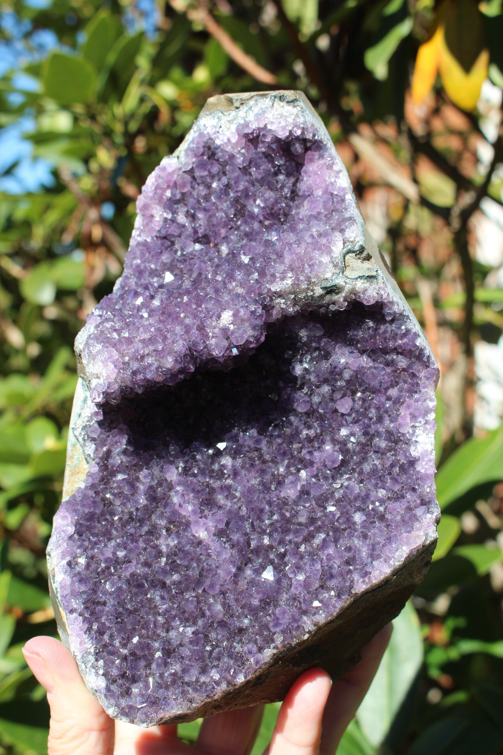 Amethyst Geode Cathedral, Crystal Gemstone Cluster, Boho Home Décor, Deep Purple Druzy Specimen w/ Ledges. 4 lb.'s!