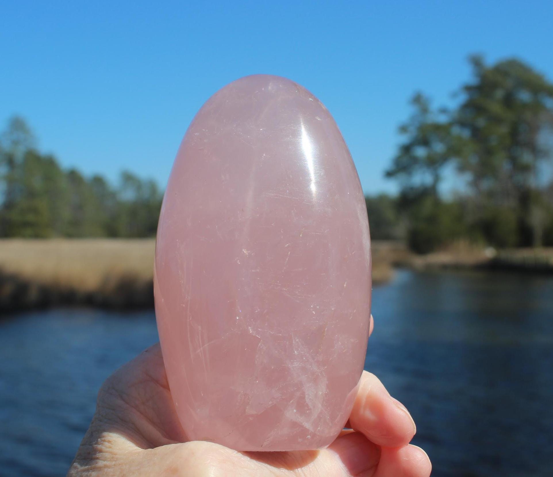 Tall Rose Quartz Tower Obelisk Specimen. Polished Rose Free Form Gemstone, Gemmy Pink Crystal, Self Standing, Meditation Spa Rooms.
