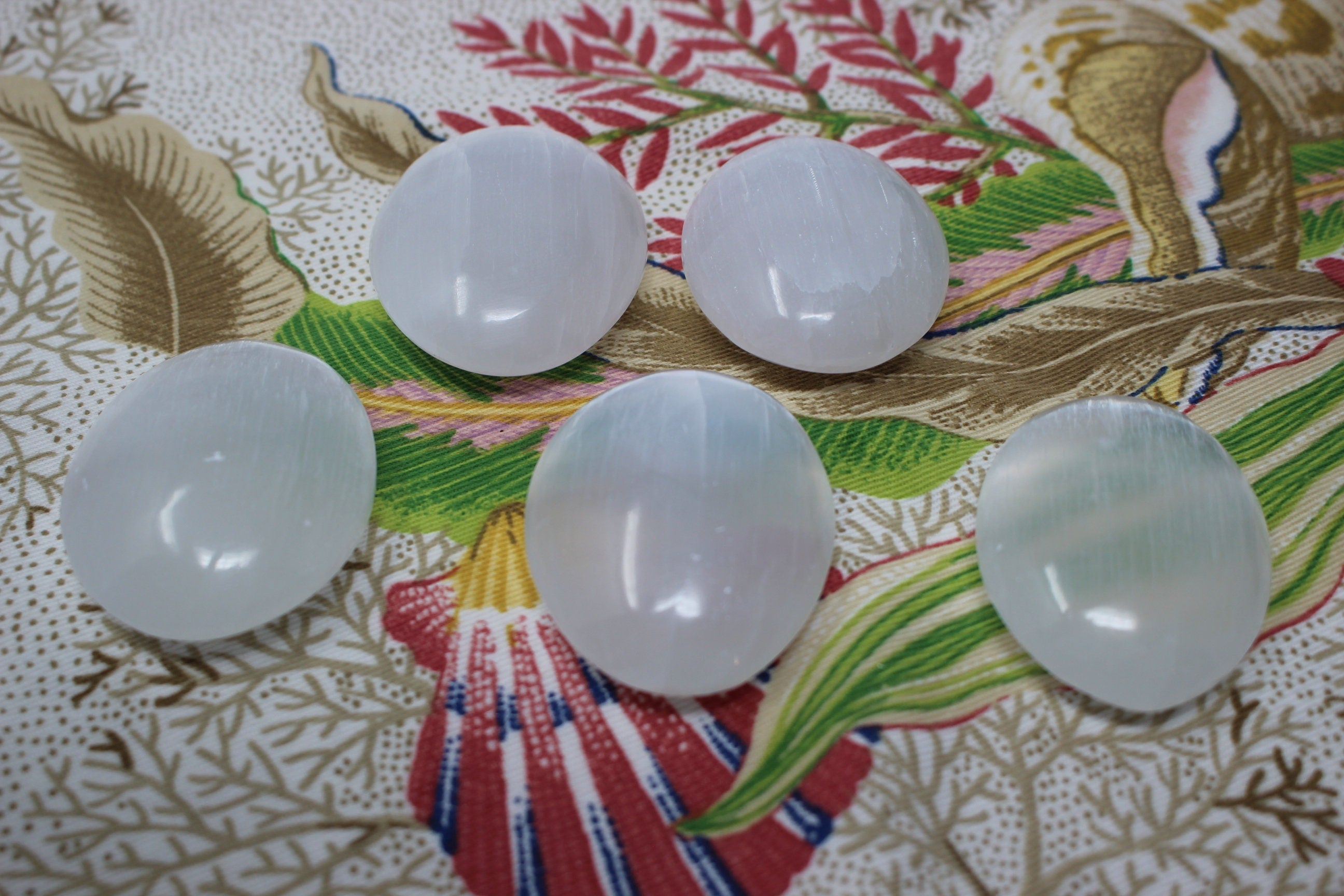 Pair of Selenite Palm Stones, Worry Stones, Crystal White Meditation Stones, Smooth Polish feels great in your hands. Nice Stocking Stuffer!