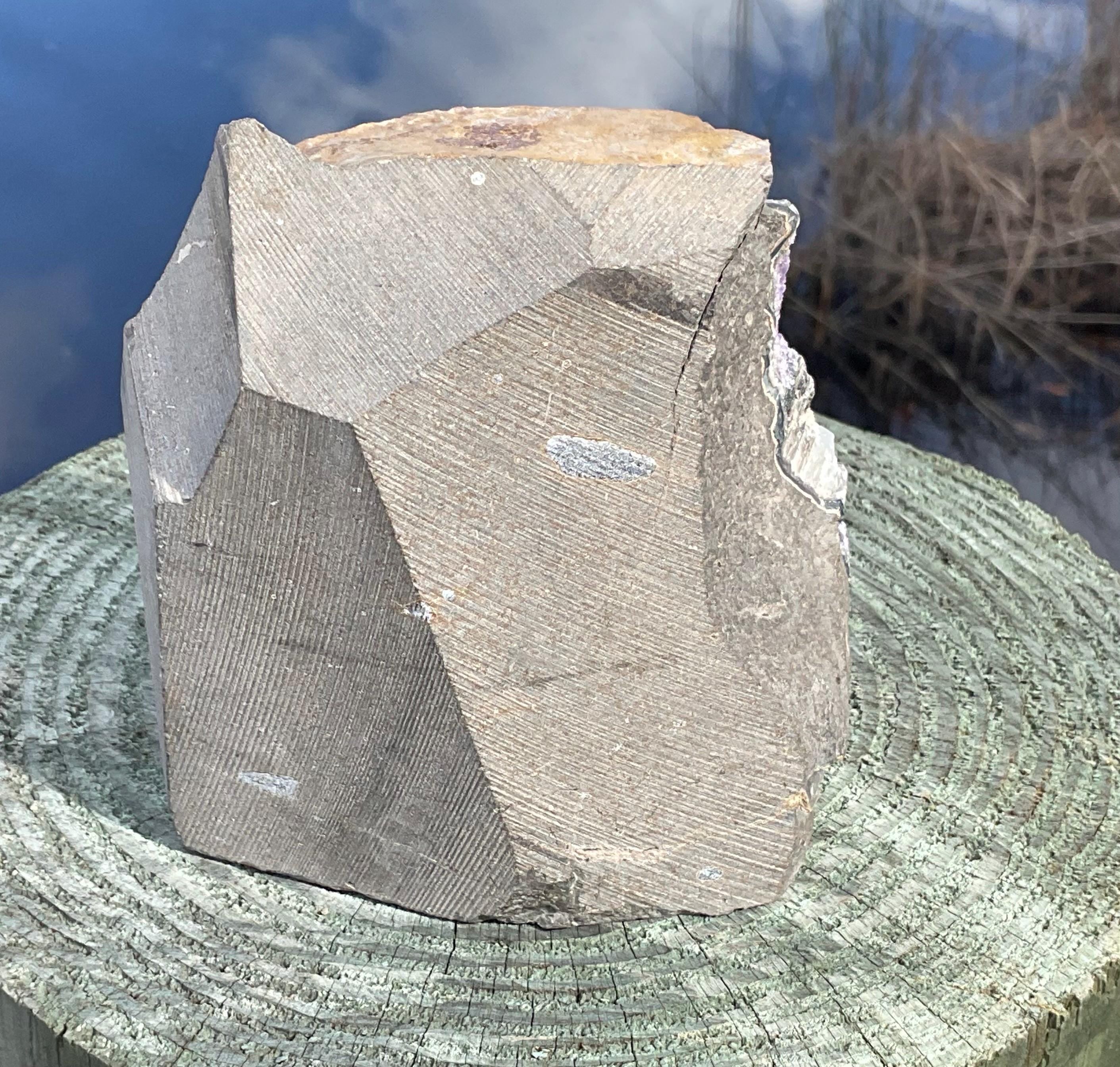 Amethyst Geode Crystal Tower, Deep Purple Self Standing Cathedral for Boho Crystal Home-Office Décor, 2.0 lbs. Free Shipping!