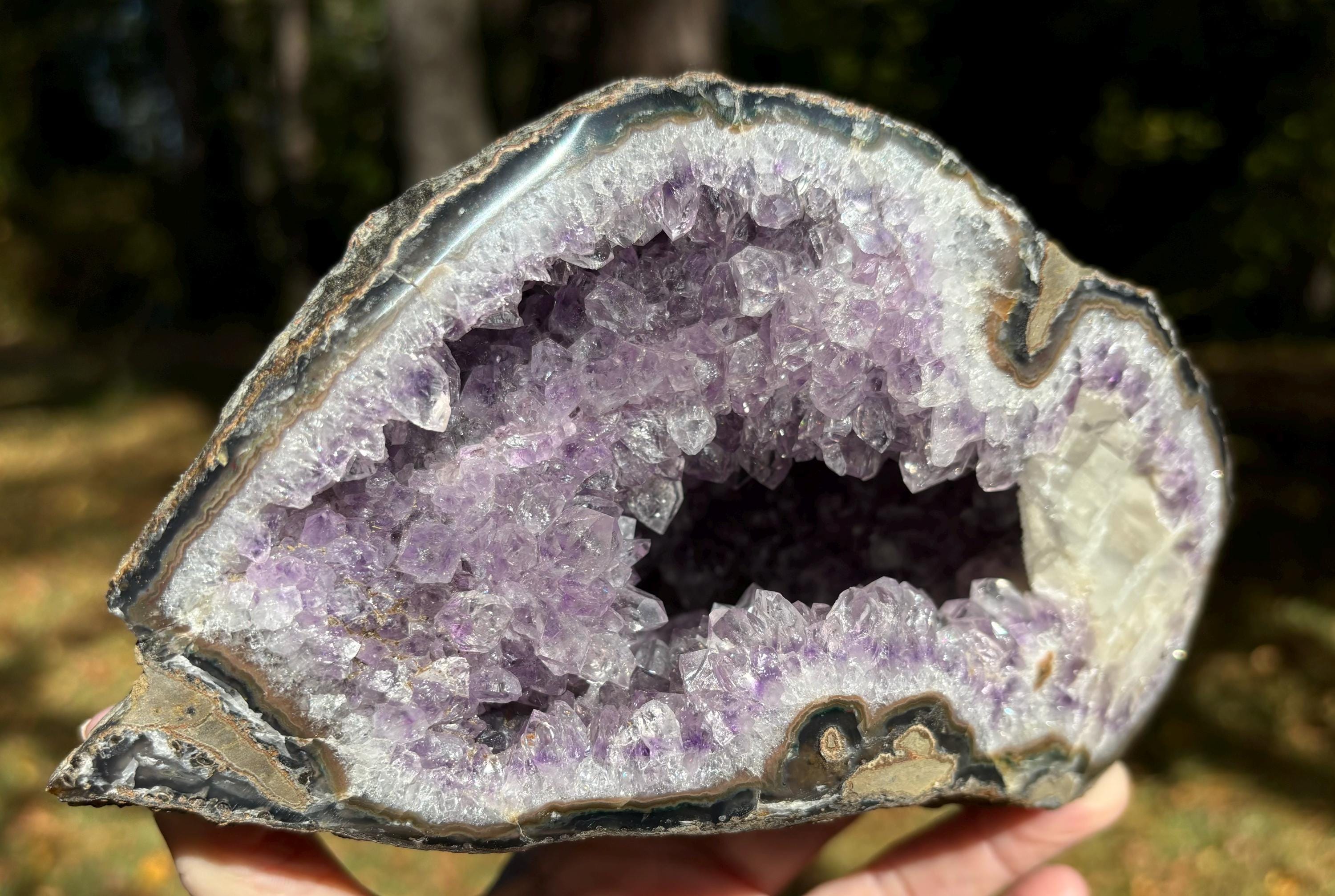 Amethyst Geode Hollow Crystal Cave, Large Amethyst Rock Specimen, Gemstone Boho Home Office Decor, over 3lbs.