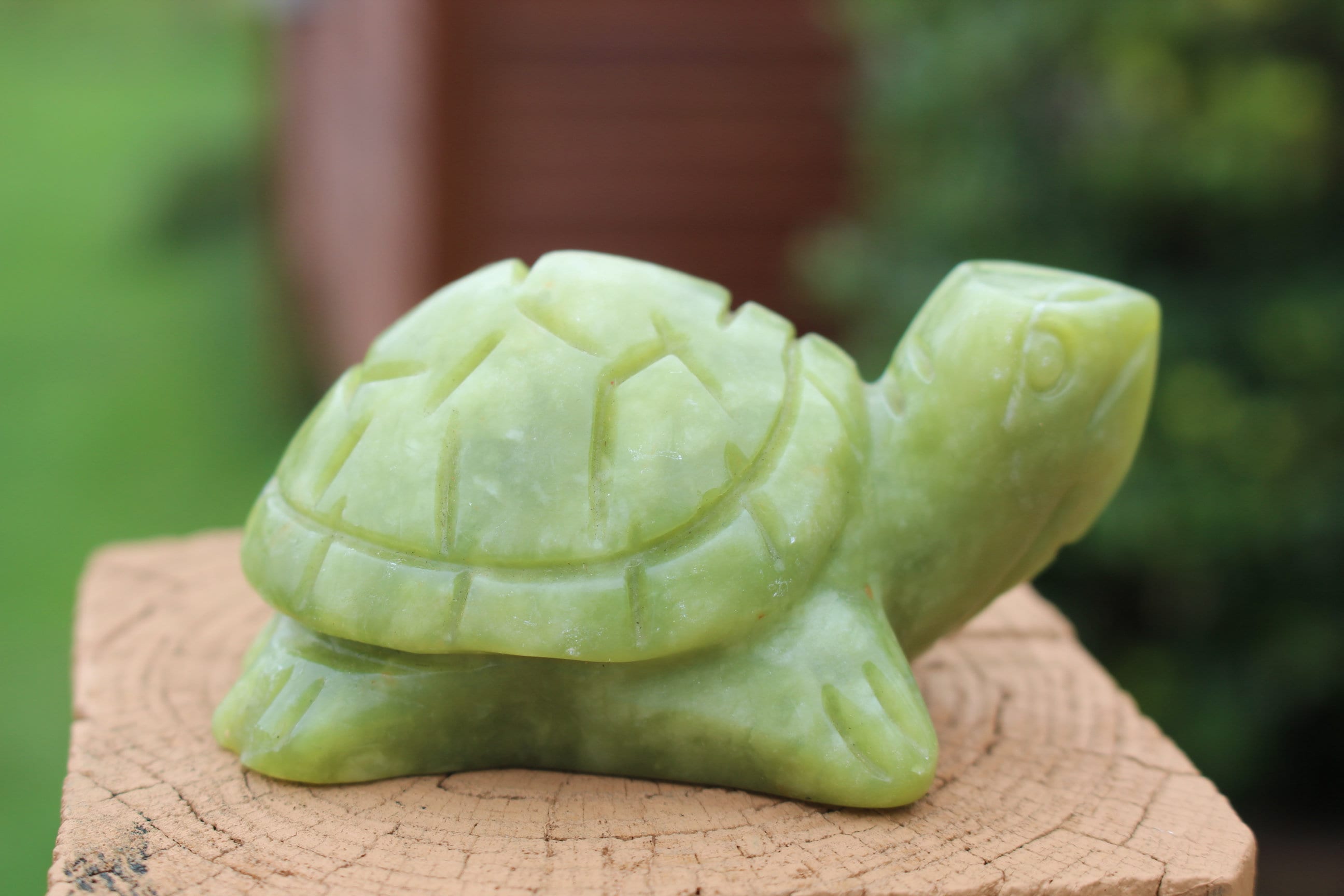 Carved Gemstone Turtle Figurine, Green Serpentine Totem, Ex Large Woodland Animal, for Terrariums, Crystal Home Décor. Collectible.