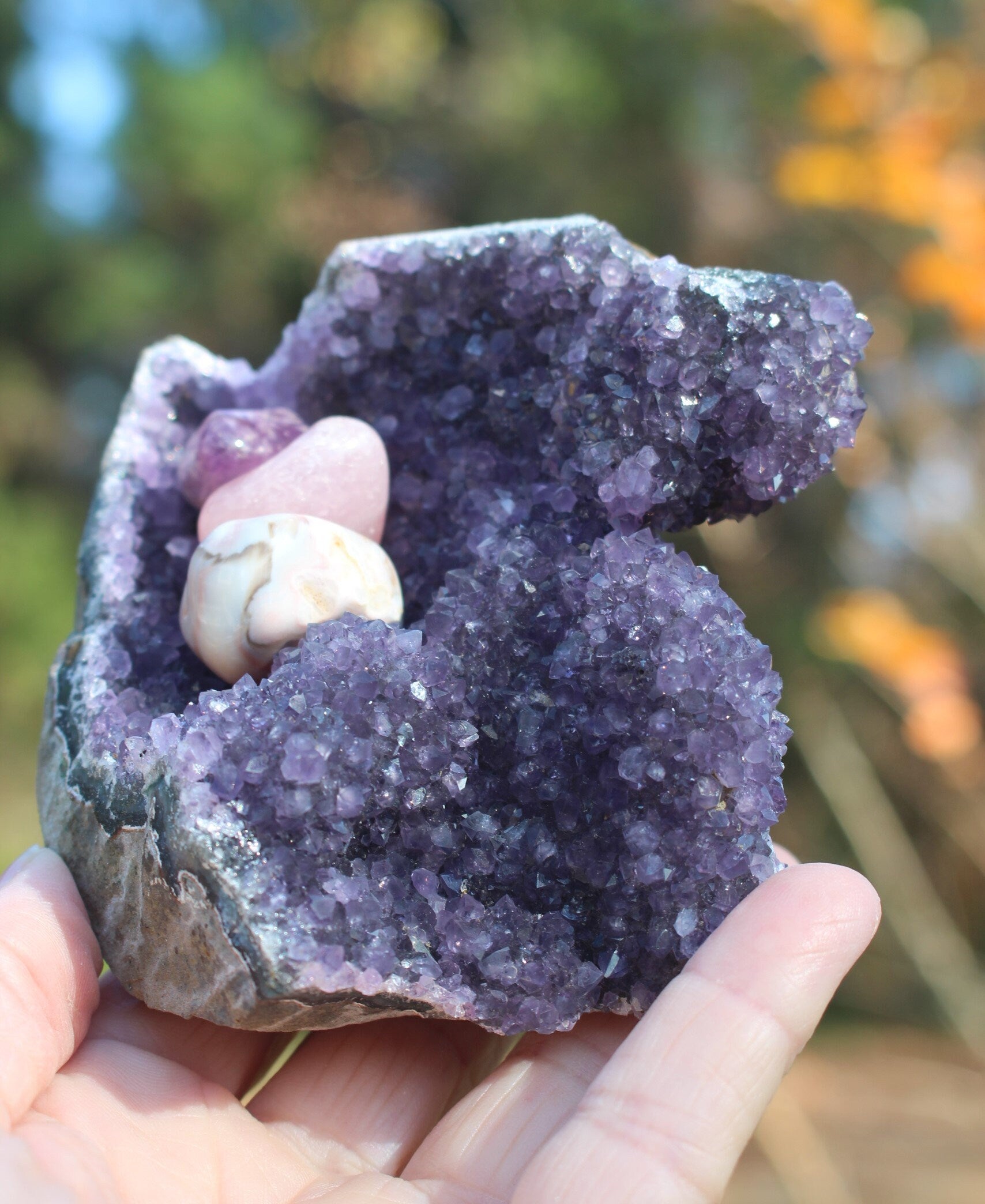 Amethyst Geode Deep Purple Tower Specimen, Free Form with Drusy and Ledges, Boho Home Office Décor, Spa Room Altar,