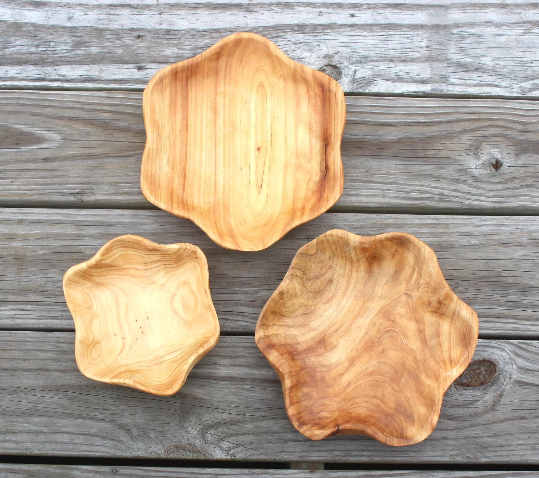Hand Carved Wooden Bowls, Star Shaped Sustainably Harvested Wood, Fruit, Bread or Trinket Bowl