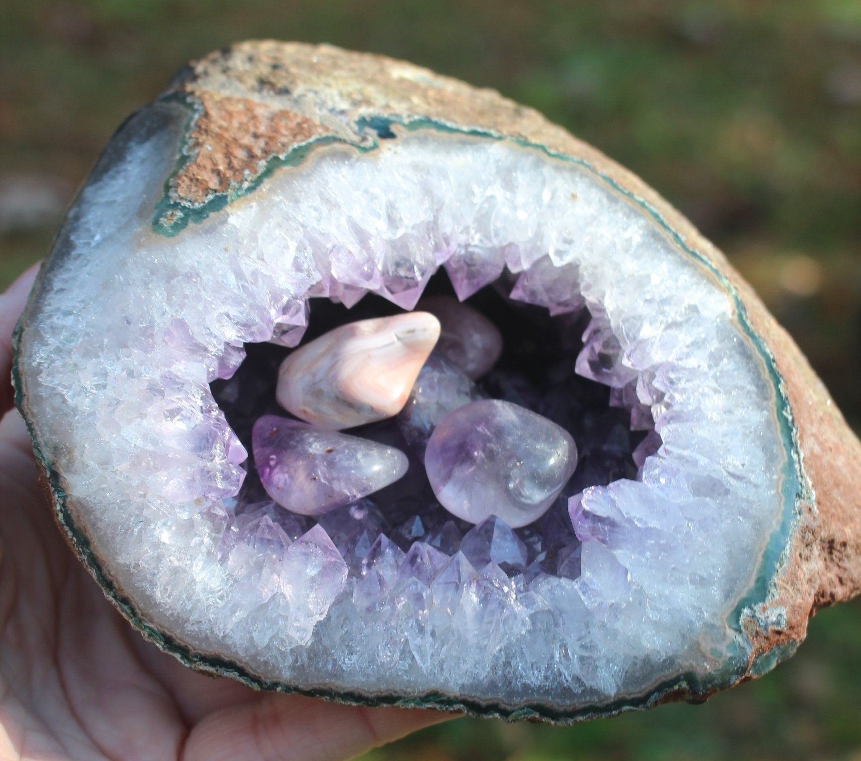 Amethyst Geode Crystal Cave, Large Hollow Geode Crystal Specimen. Deep cave, Boho Home Office Décor, Free Insured Priority Mail Shipping