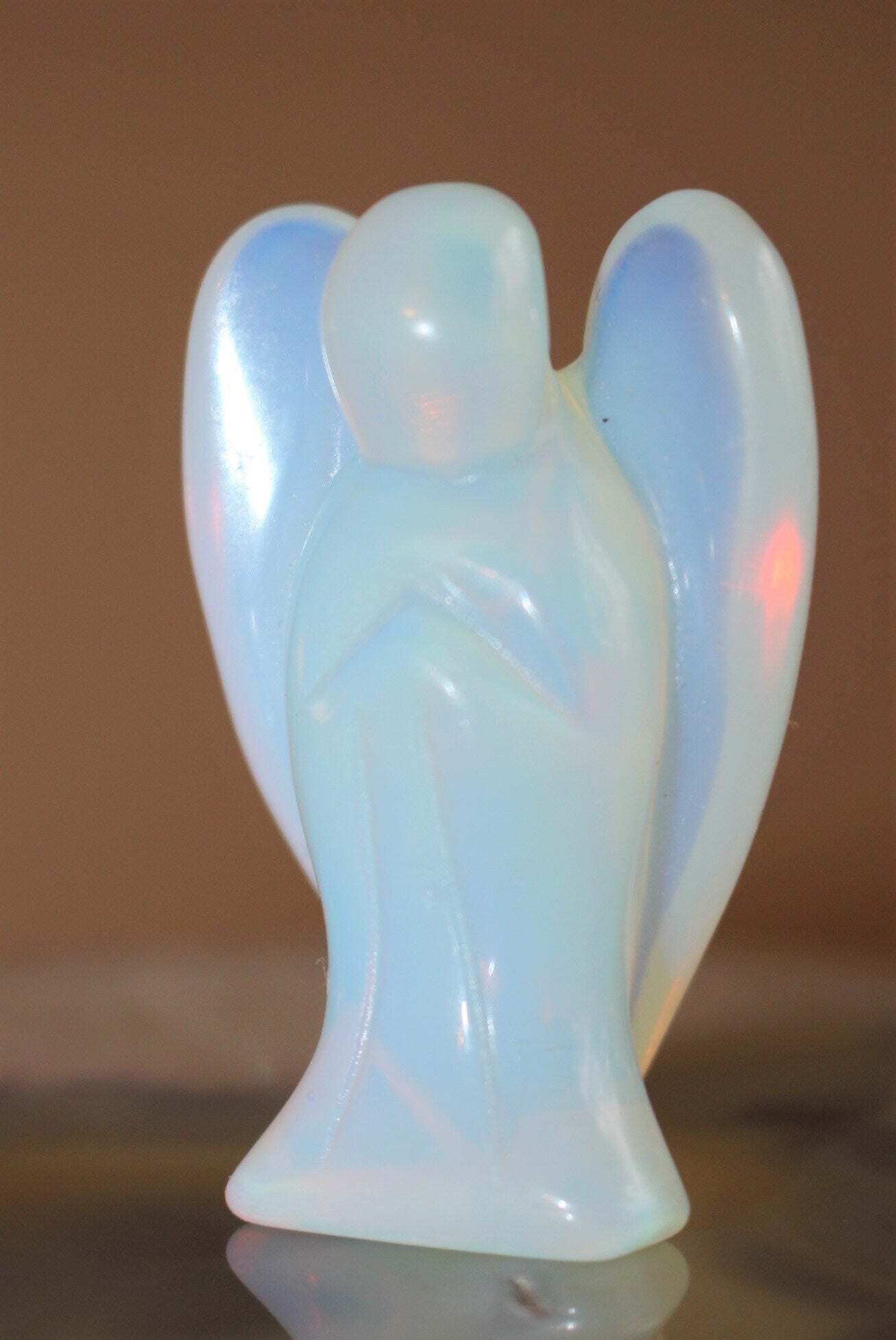 Opalite Guardian Angel, Crystal Angel Figurine, Pocket Angel Totem, Protection Gemstone. Keepsake Memento, 2.0 inches tall.