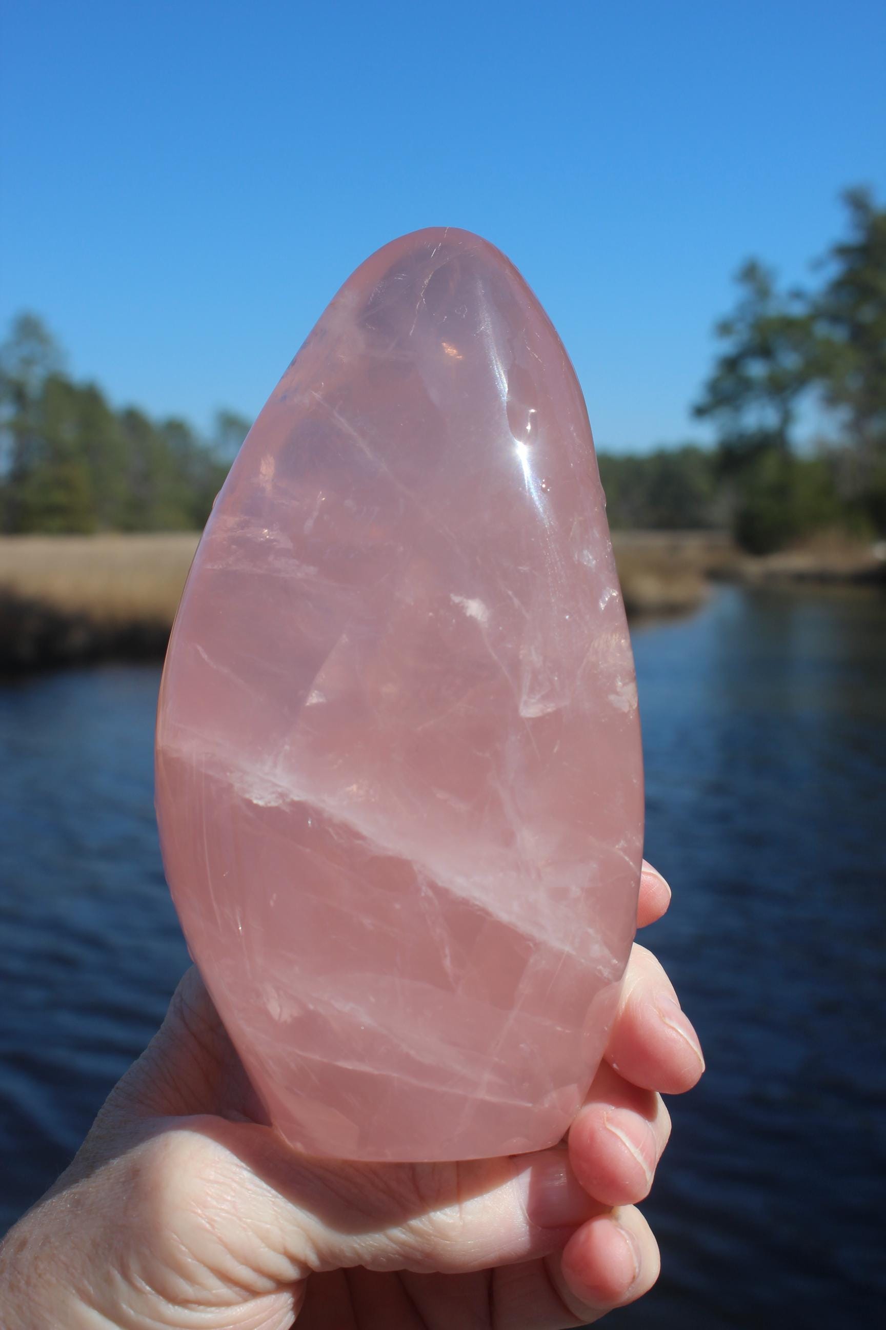 Large Rose Quartz Polished Tower Specimen. Free Form Obelisk for Home Décor.
