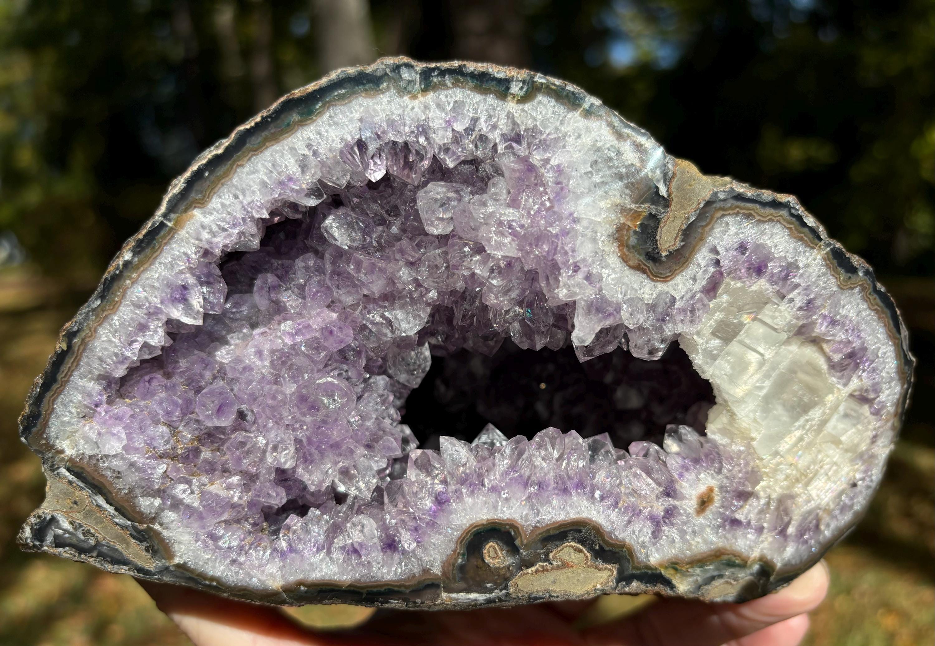 Amethyst Geode Hollow Crystal Cave, Large Amethyst Rock Specimen, Gemstone Boho Home Office Decor, over 3lbs.