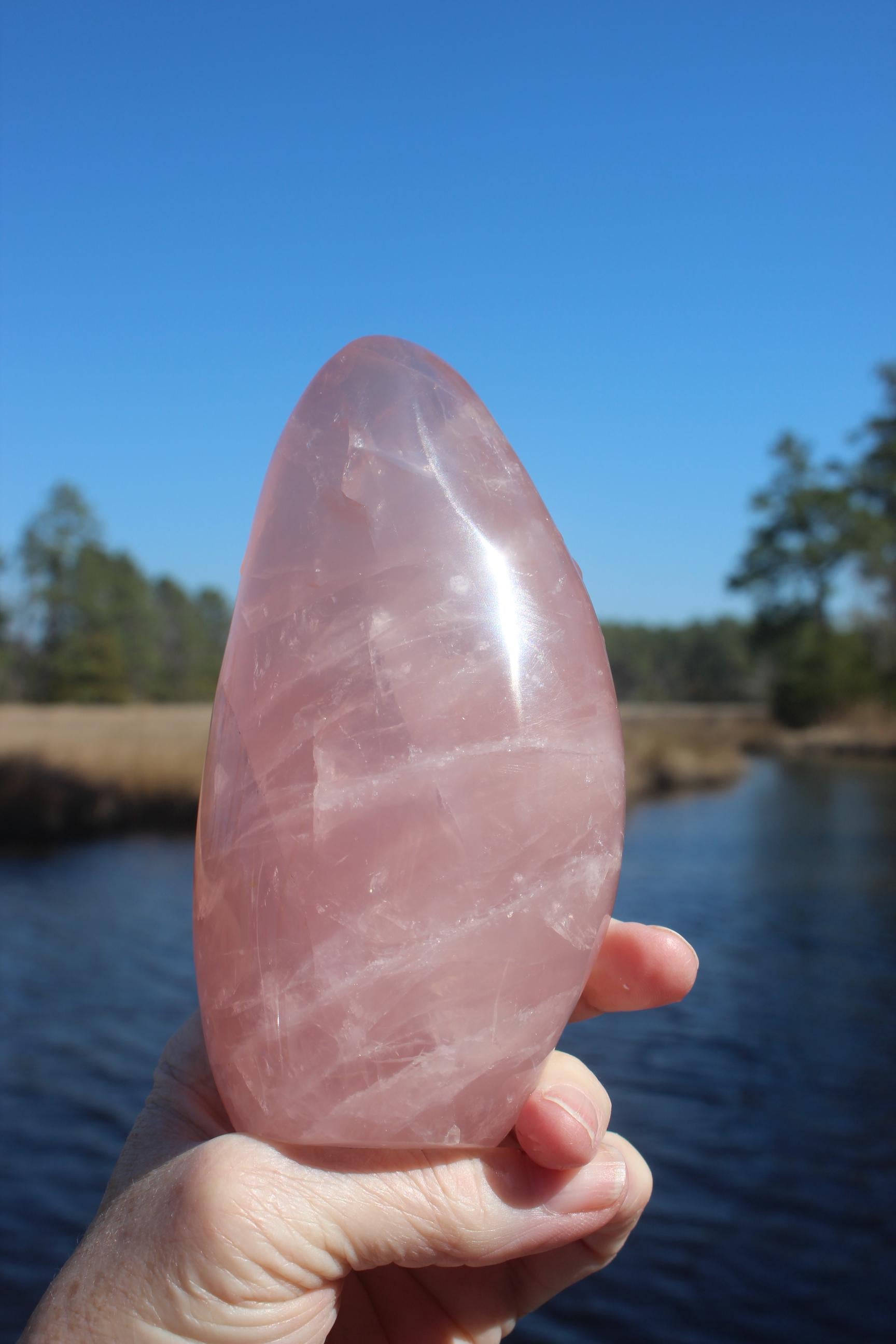 Large Rose Quartz Polished Tower Specimen. Free Form Obelisk for Home Décor.