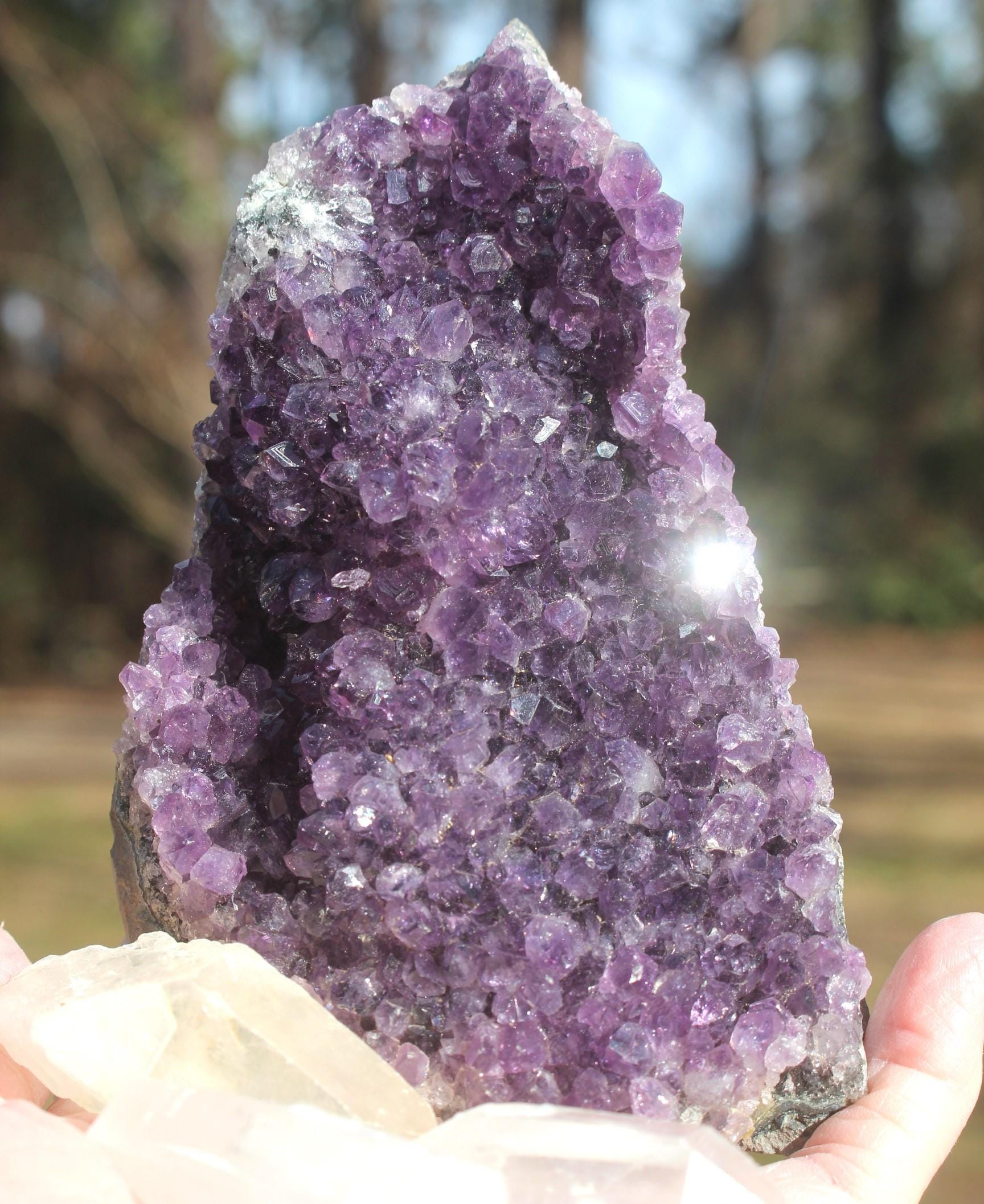 Deep Purple Amethyst Geode, Self Standing Cathedral, Brilliant Gemstone Collectible Specimen.