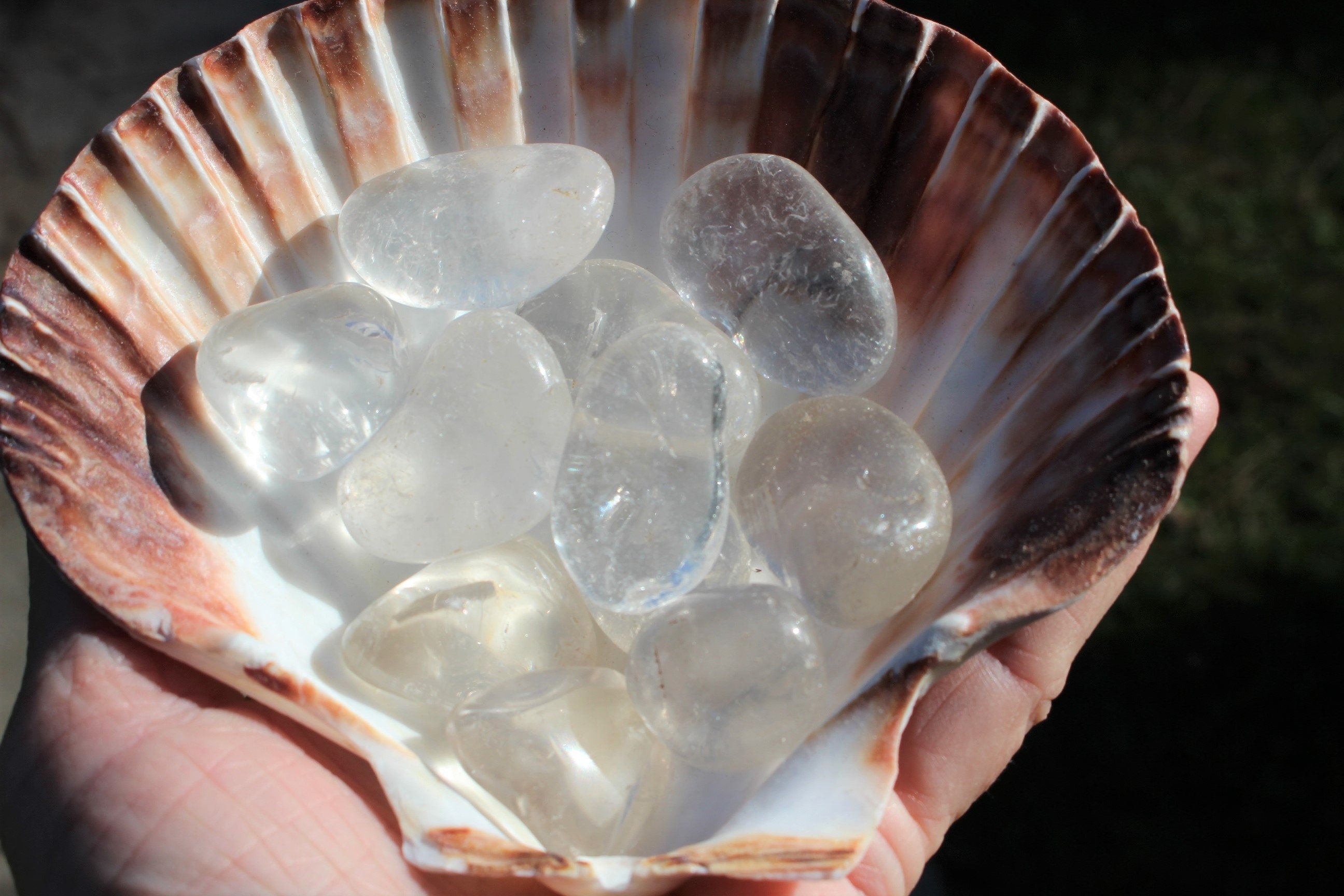 Clear Quartz Polished Gemstone Nuggets. Four Crystal Tumbled Gemstones, Large Pebbles