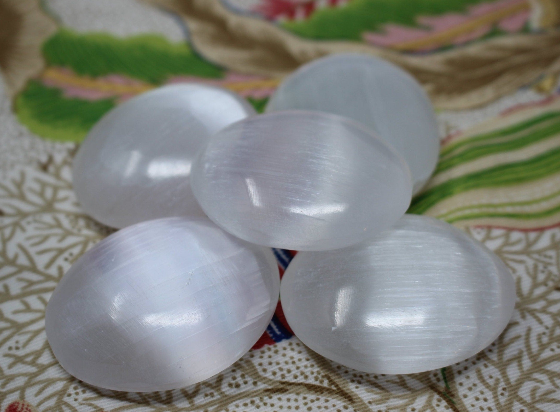 Pair of Selenite Palm Stones, Worry Stones, Crystal White Meditation Stones, Smooth Polish feels great in your hands. Nice Stocking Stuffer!