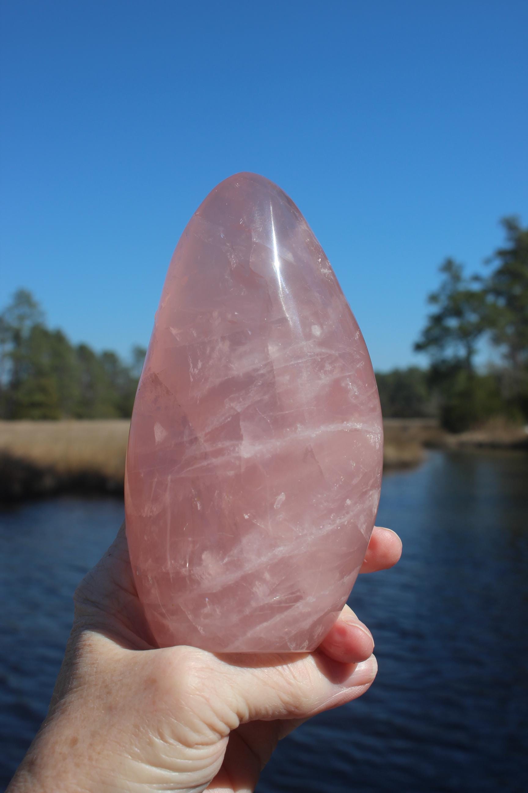 Large Rose Quartz Polished Tower Specimen. Free Form Obelisk for Home Décor.