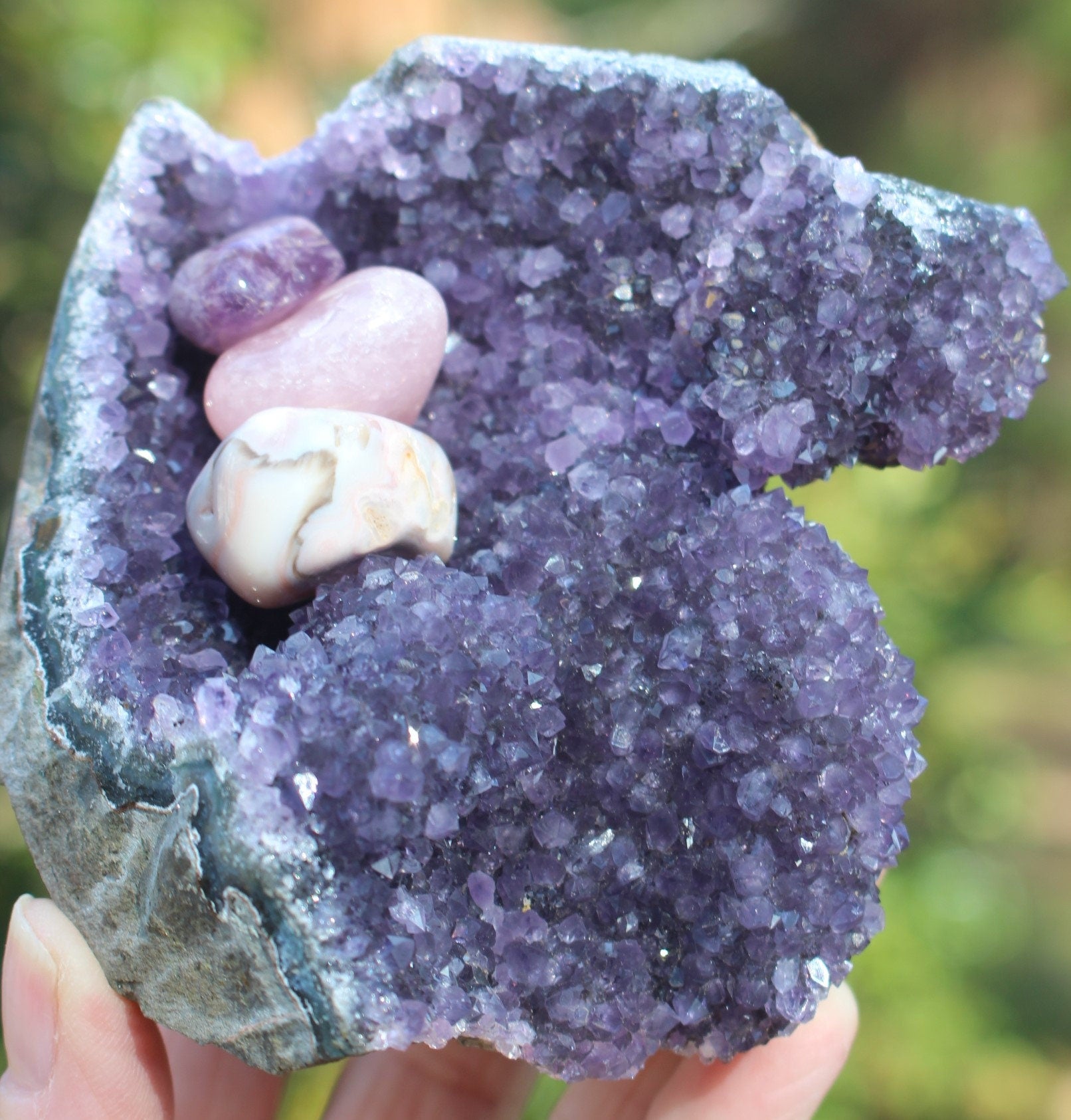 Amethyst Geode Deep Purple Tower Specimen, Free Form with Drusy and Ledges, Boho Home Office Décor, Spa Room Altar,