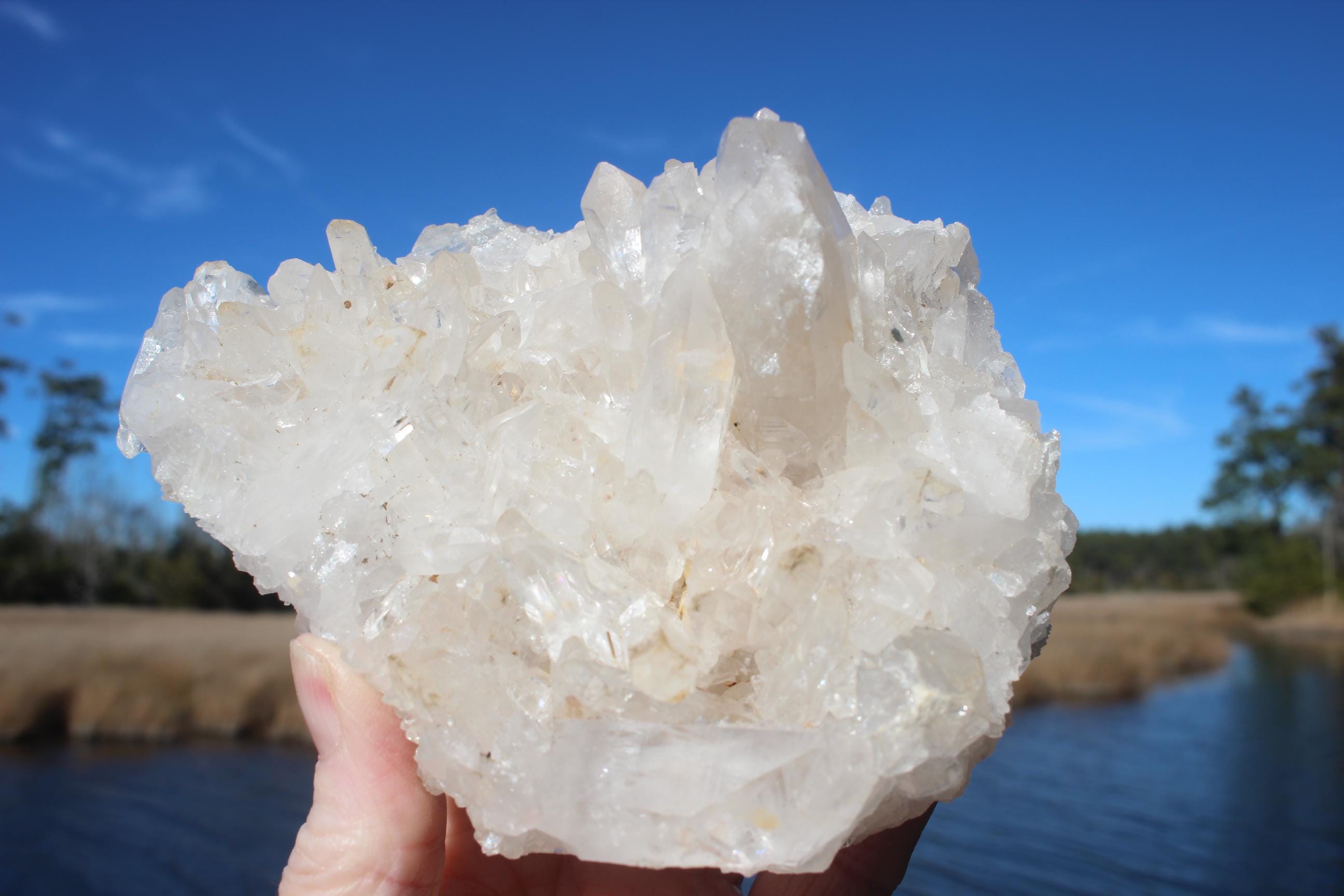 Quartz Crystal Cluster DoubleSided, Clear Raw Natural Specimen. Sparkling Terminations , Boho Home Décor, Mineral Collections!