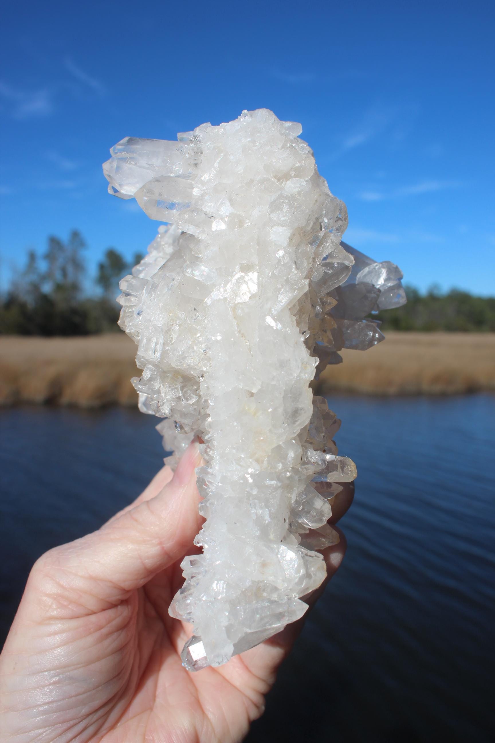 Quartz Crystal Cluster DoubleSided, Clear Raw Natural Specimen. Sparkling Terminations , Boho Home Décor, Mineral Collections!