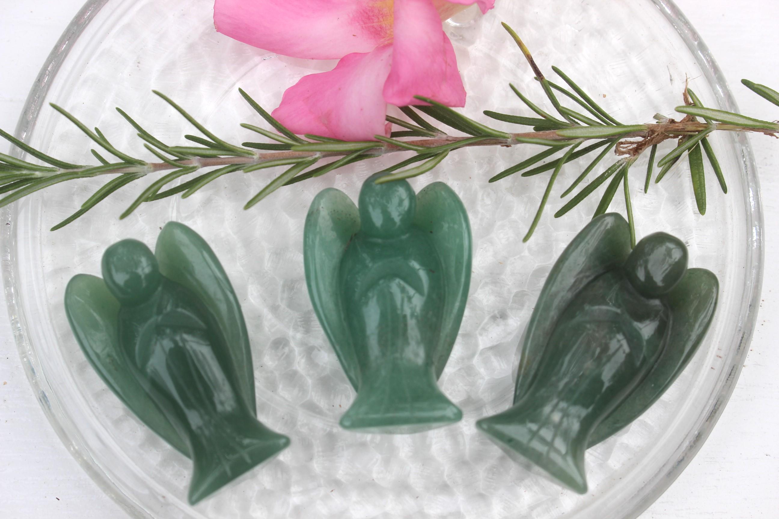 Green Aventurine Guardian Angel Protection Figurine, Pocket Angel. 2.1 inch!