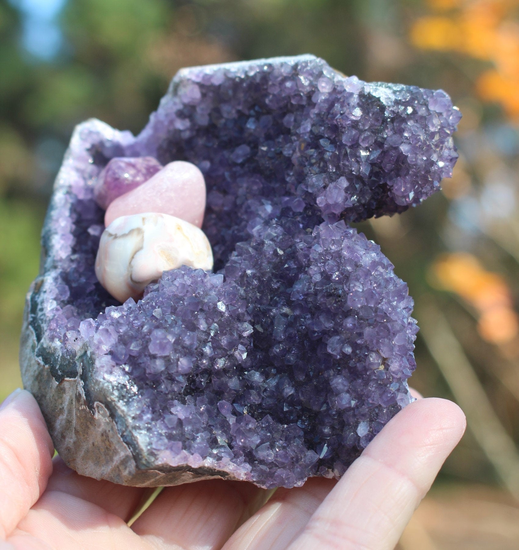 Amethyst Geode Deep Purple Tower Specimen, Free Form with Drusy and Ledges, Boho Home Office Décor, Spa Room Altar,