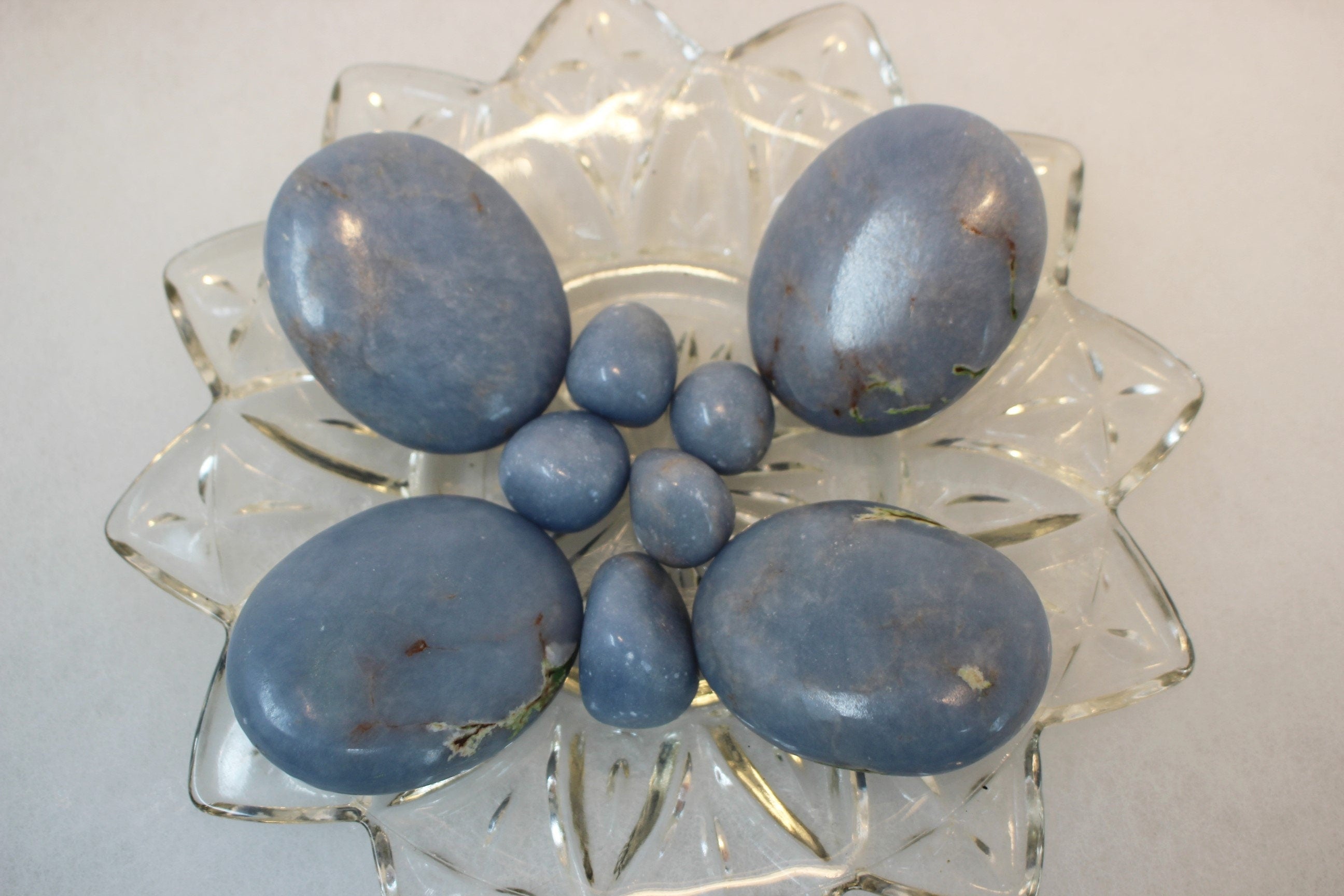 Angelite Palm Stone, Meditation Crystal, Peruvian Anhydrite, Natural Blue Color Gemstone, Altars, Grids, Mandalas!