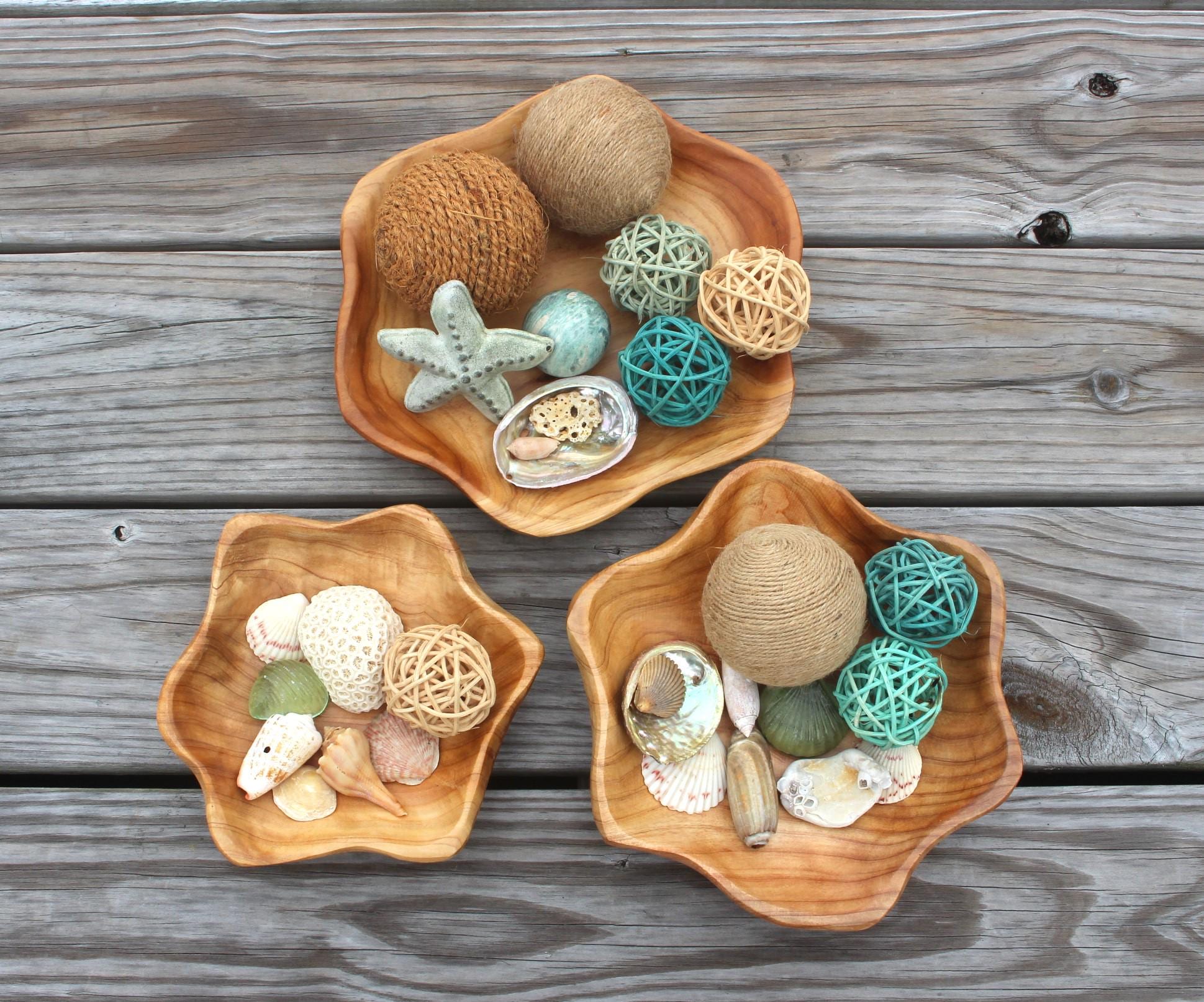 Hand Carved Wooden Bowls, Star Shaped Sustainably Harvested Wood, Fruit, Bread or Trinket Bowl