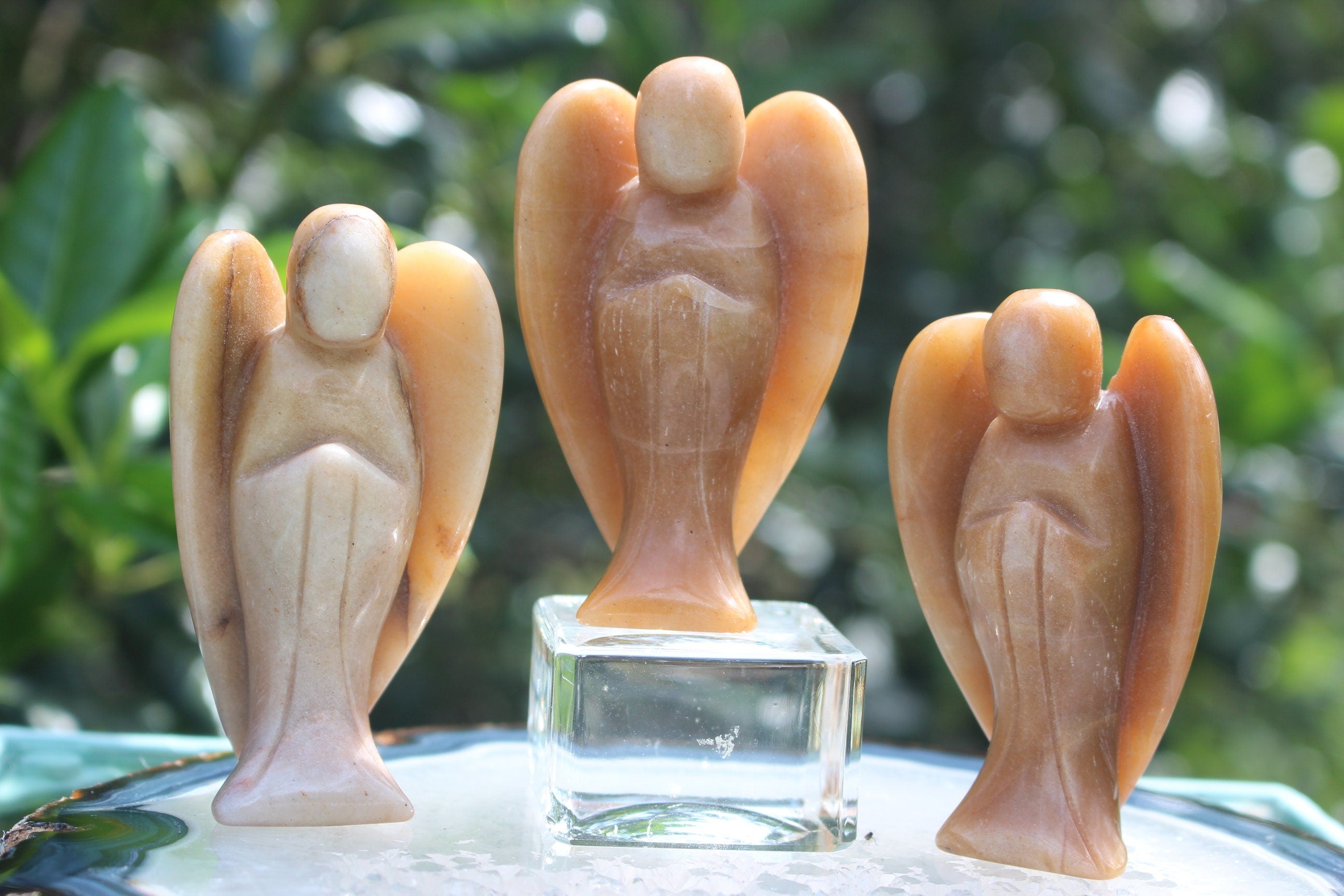 Honey Moonstone Guardian Angel, Crystal Protection Figurine, Keepsake- Comfort -Joy, Loss, Bereavement. Pocket Angel. Stocking Stuffer