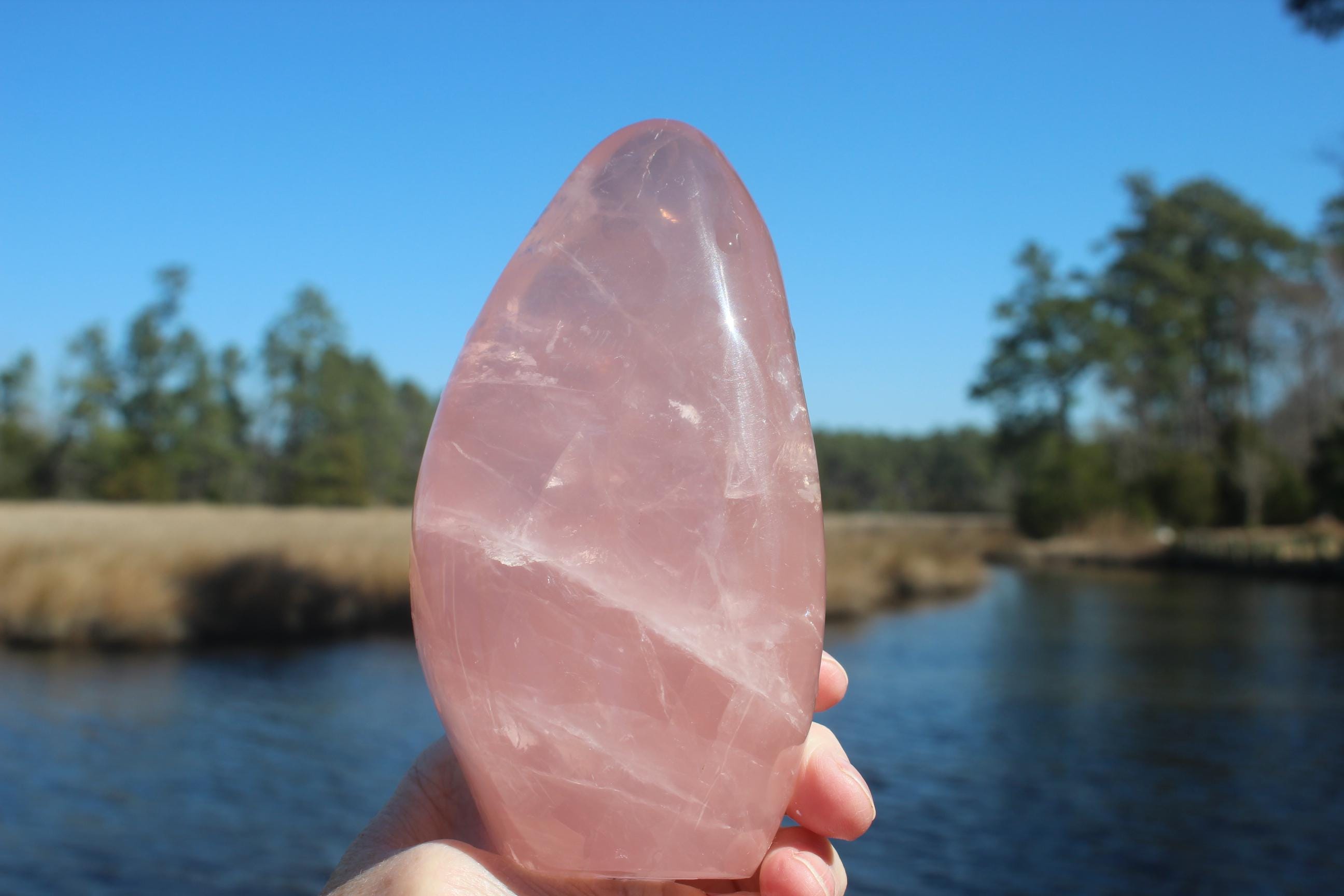 Large Rose Quartz Polished Tower Specimen. Free Form Obelisk for Home Décor.