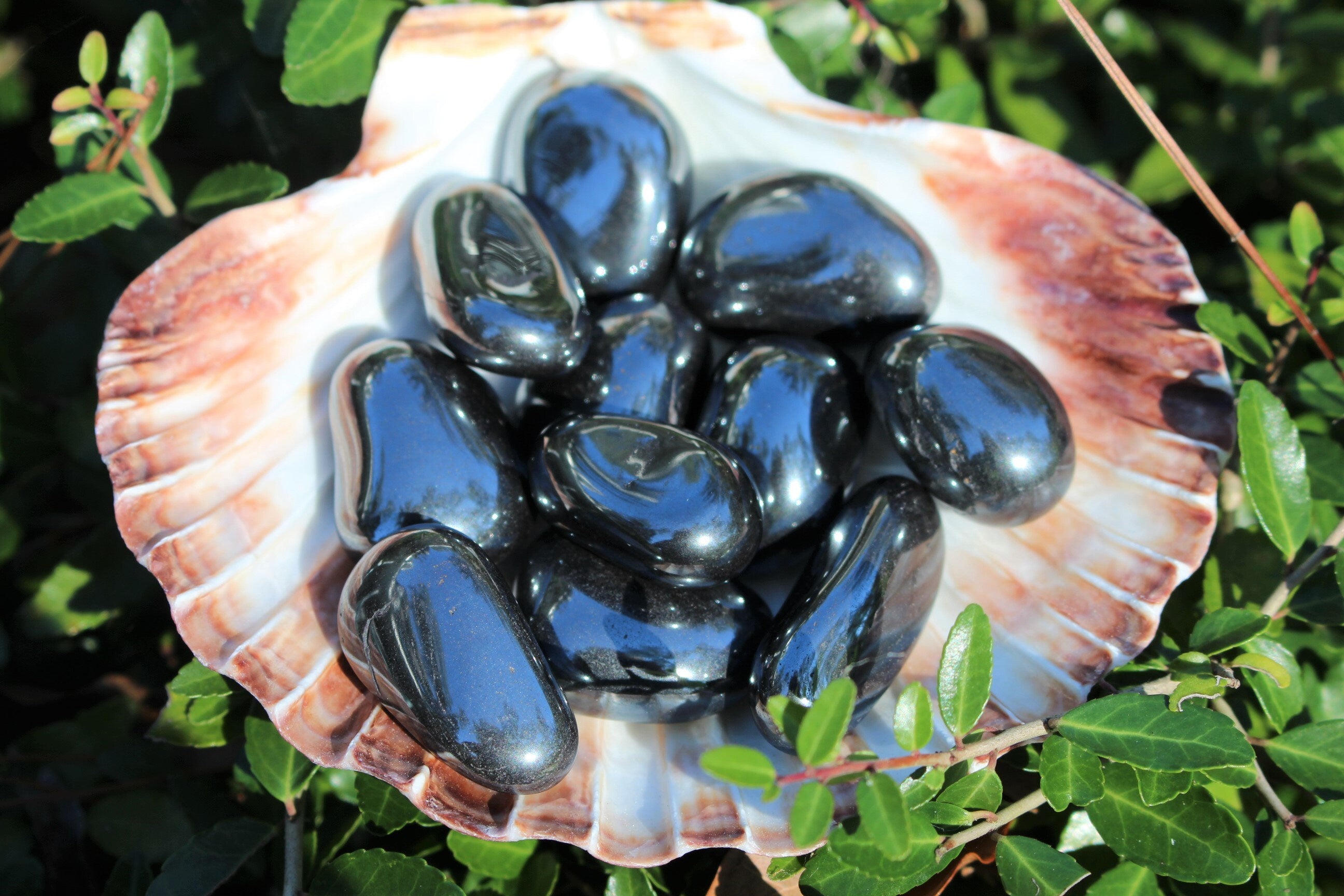 Tumbled Hematite Pebbles, Three Extra Large Polished Gemstone Nuggets.