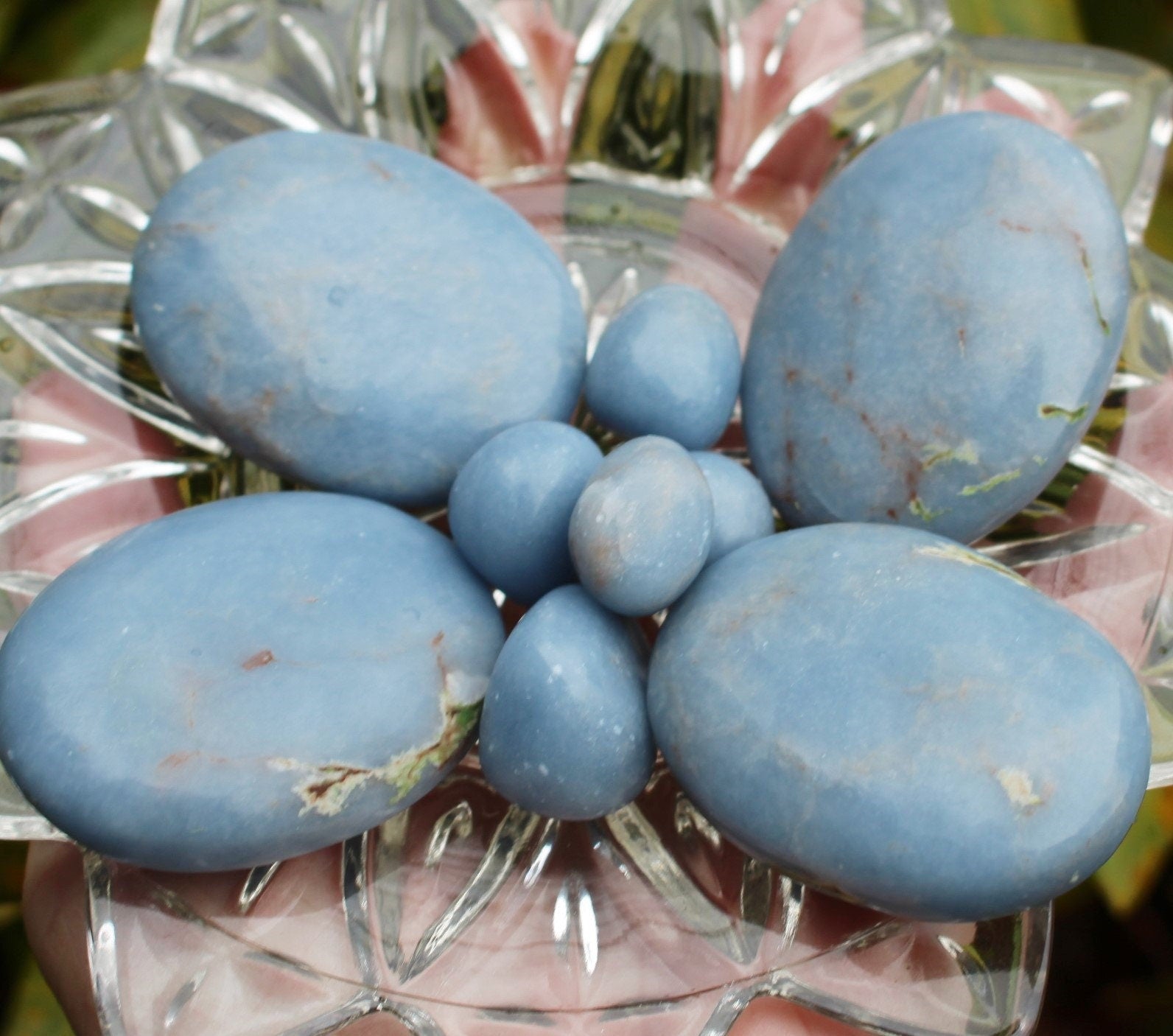 Angelite Palm Stone, Meditation Crystal, Peruvian Anhydrite, Natural Blue Color Gemstone, Altars, Grids, Mandalas!