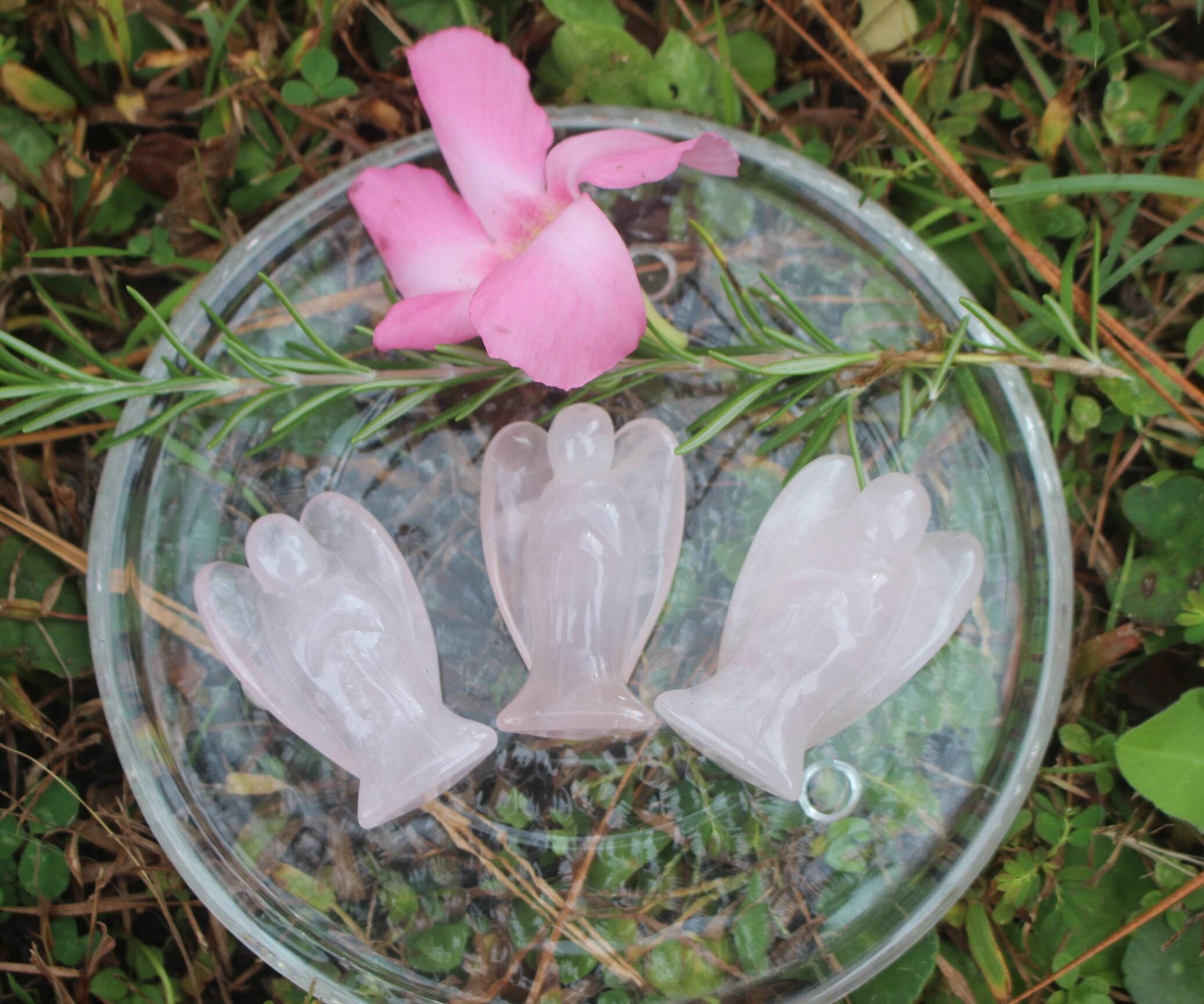 Rose Quartz Guardian Angel, 2 in Crystal Figurine, Pink Protection Stone, Keepsake Memento, Comfort, Love- Devotion