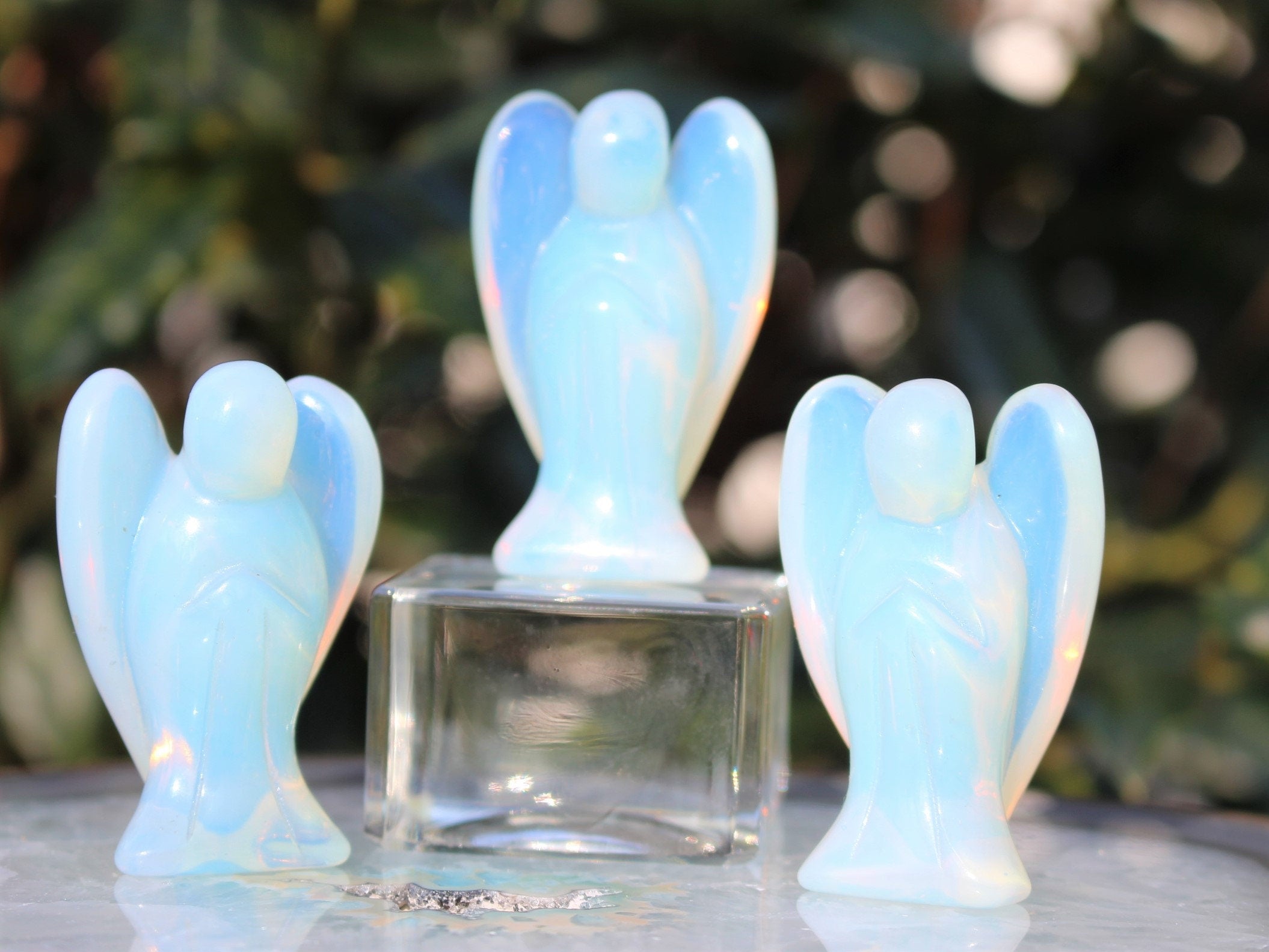 Opalite Guardian Angel, Crystal Angel Figurine, Pocket Angel Totem, Protection Gemstone. Keepsake Memento, 2.0 inches tall.