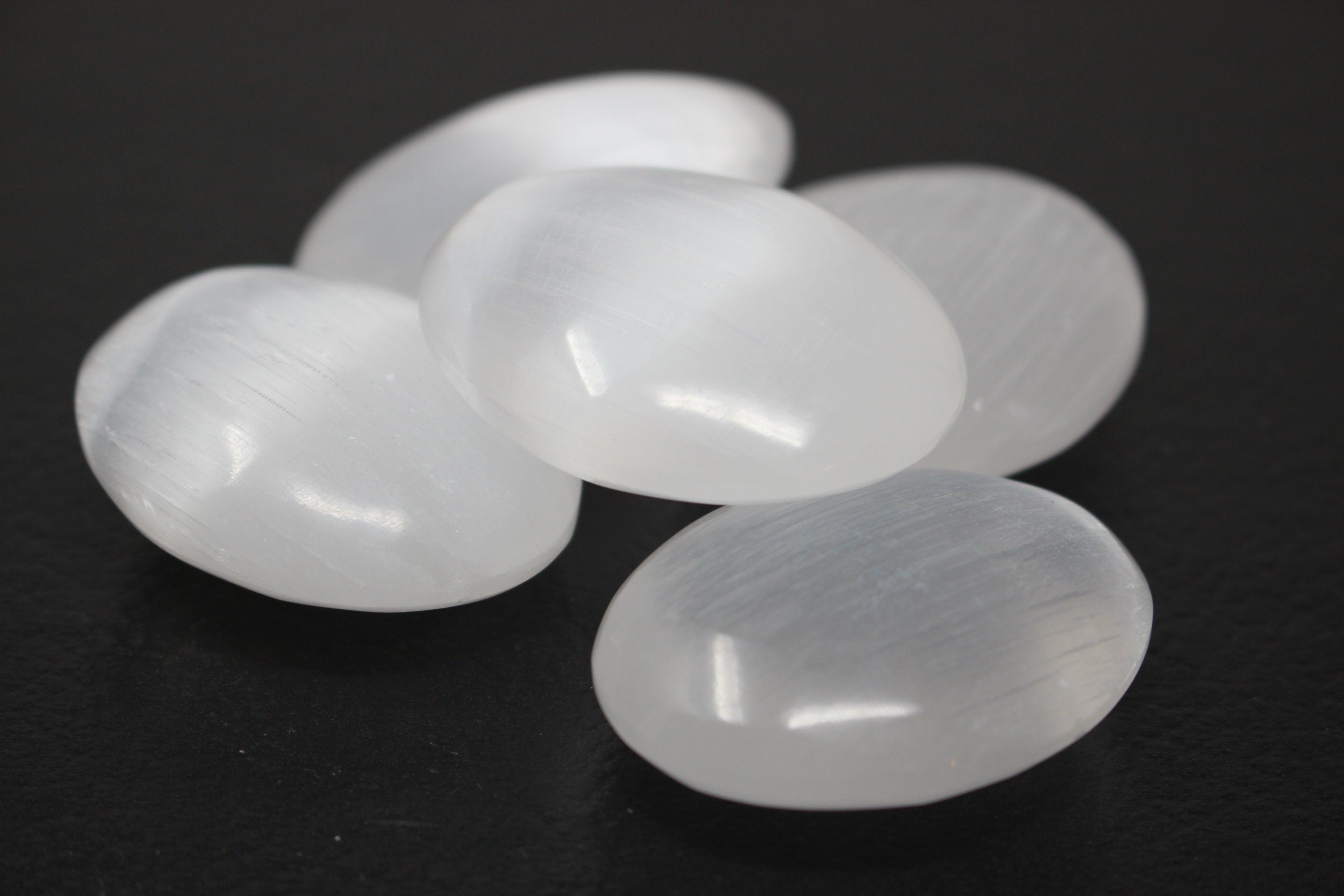 Pair of Selenite Palm Stones, Worry Stones, Crystal White Meditation Stones, Smooth Polish feels great in your hands. Nice Stocking Stuffer!