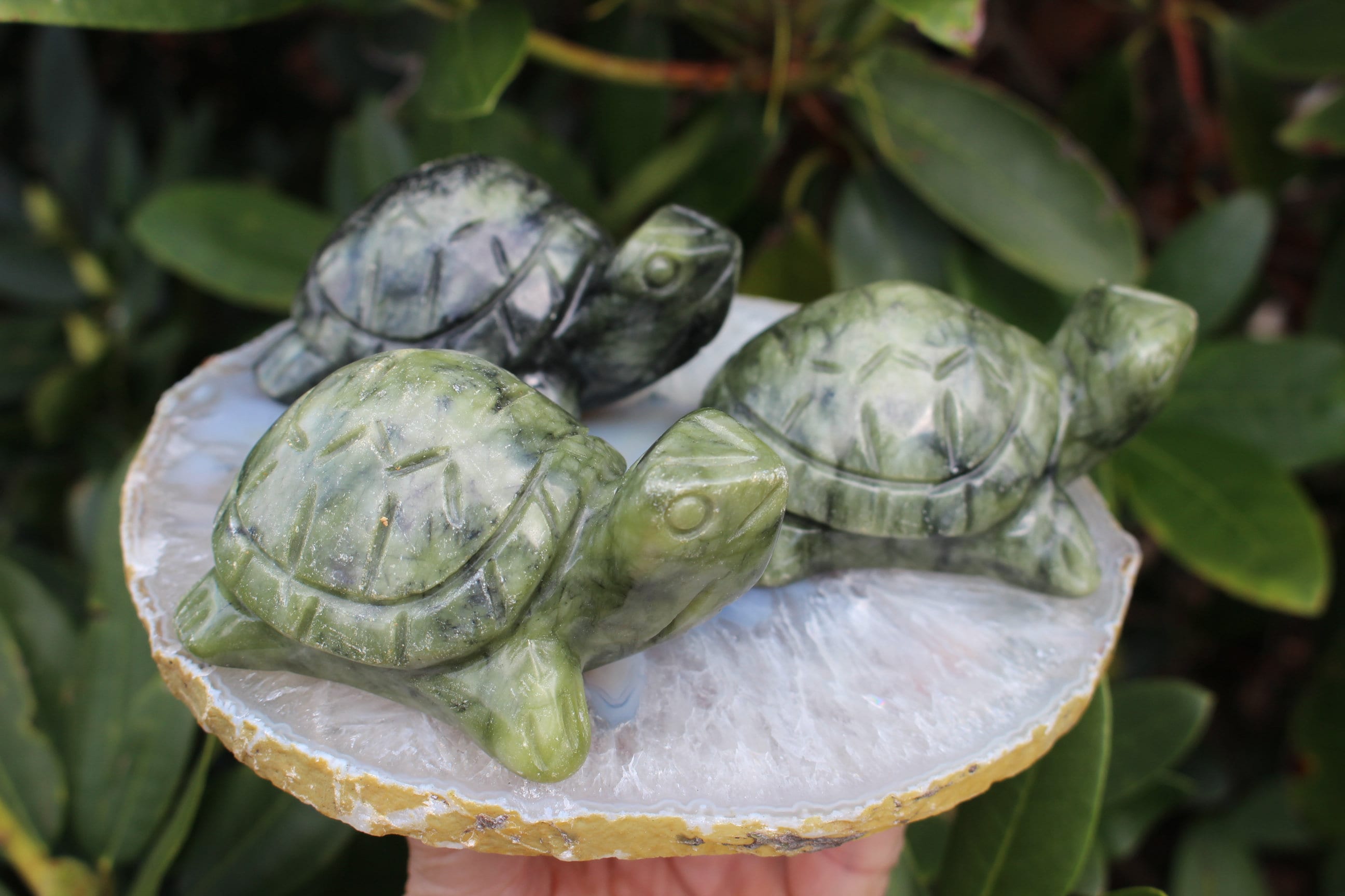 Carved Gemstone Turtle Figurine, Green Serpentine Totem, Ex Large Woodland Animal, for Terrariums, Crystal Home Décor. Collectible.