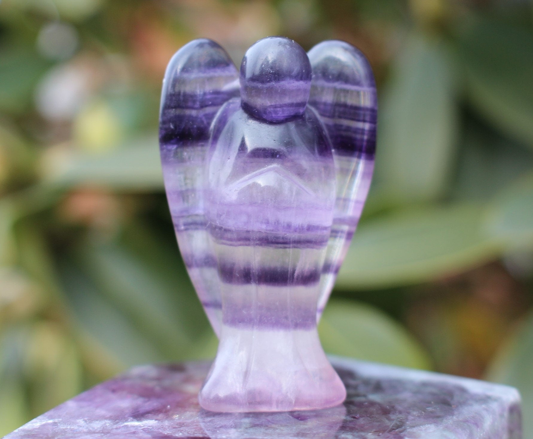 Fluorite Guardian Angel Crystal Figurine, Protection Stone. Pocket Angel, 2 inch Healing Stature.