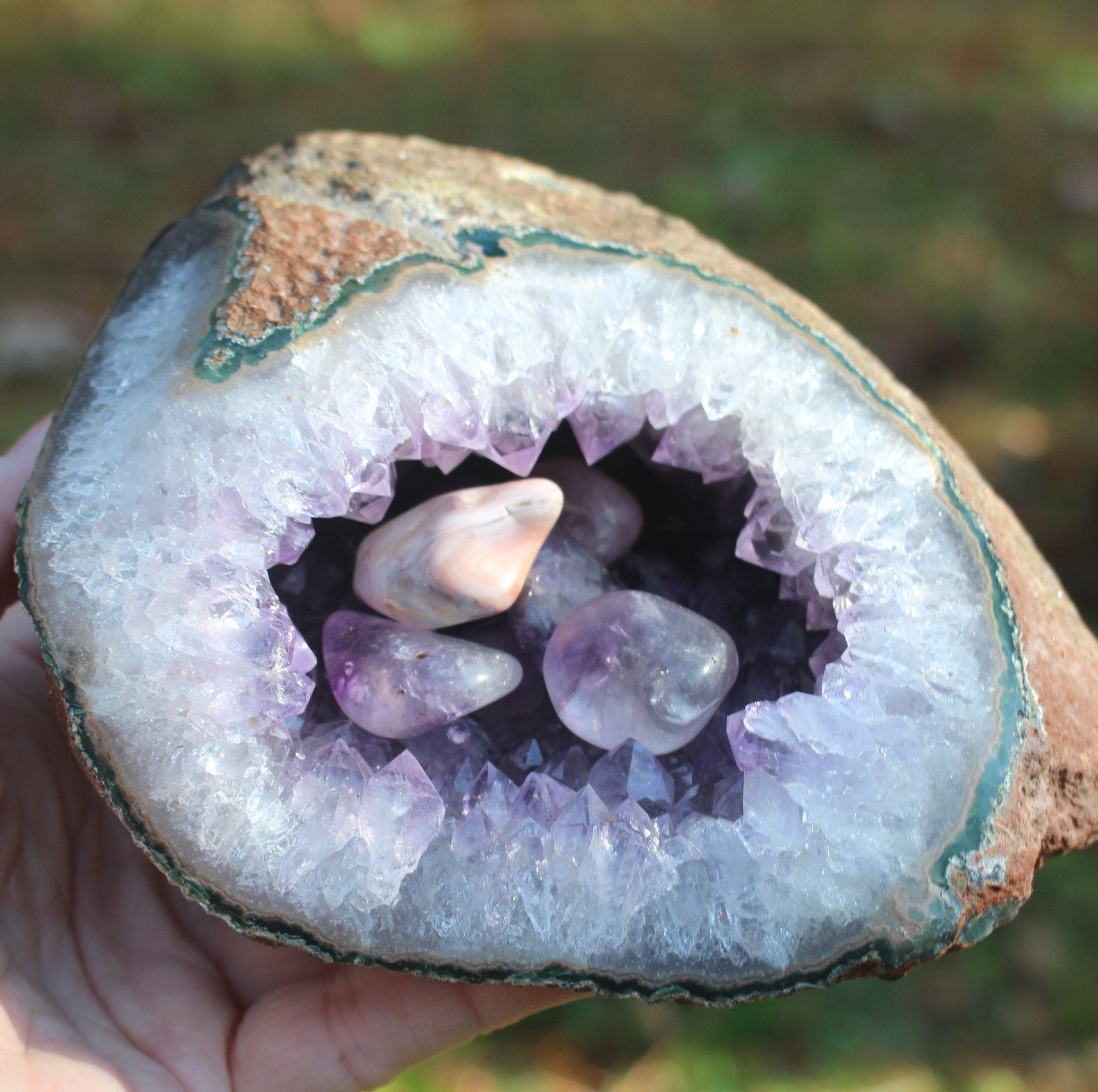 Amethyst Geode Crystal Cave, Large Hollow Geode Crystal Specimen. Deep cave, Boho Home Office Décor, Free Insured Priority Mail Shipping
