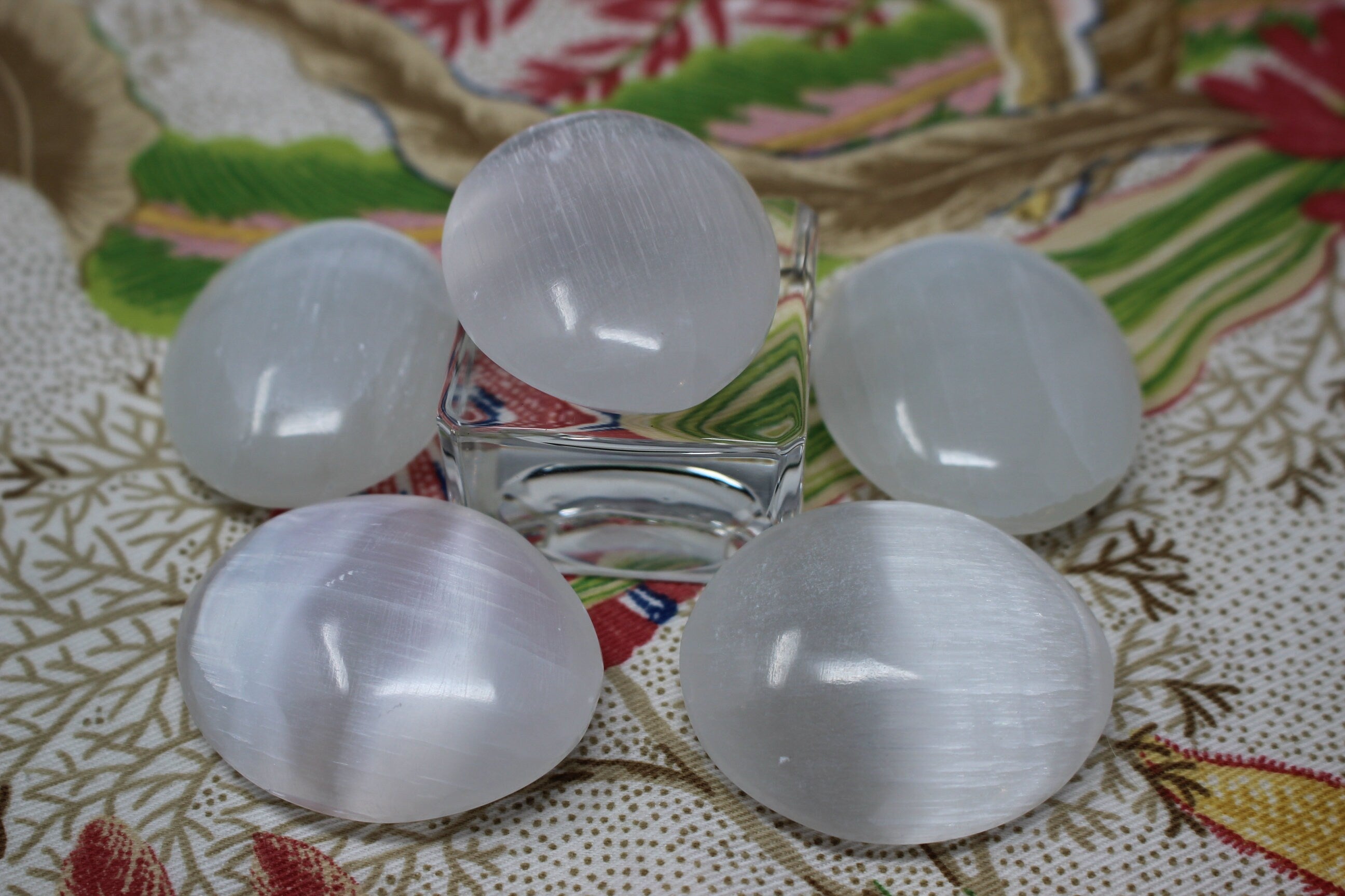 Pair of Selenite Palm Stones, Worry Stones, Crystal White Meditation Stones, Smooth Polish feels great in your hands. Nice Stocking Stuffer!