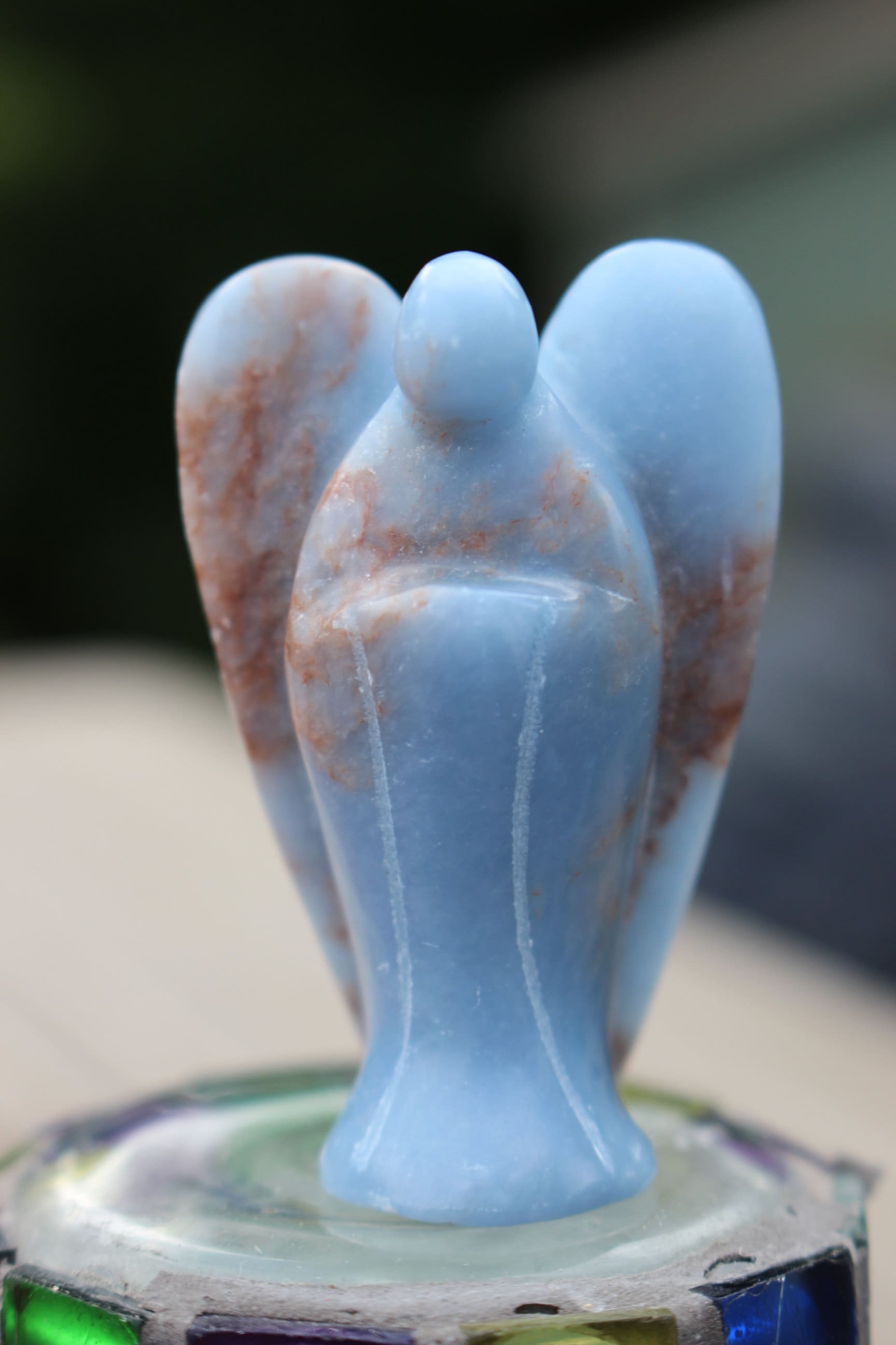 Angelite Guardian Angel, Protection Figurine, Gemstone Angel Keepsake, Memento, Natural Sky Blue Color, Gift for Mom.