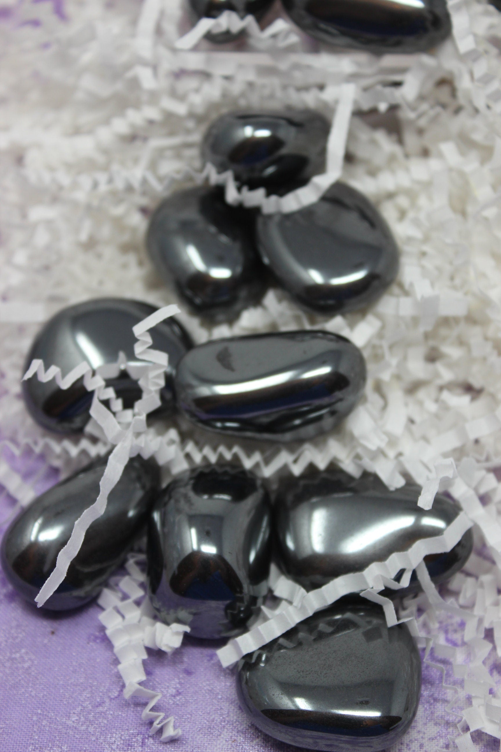 Tumbled Hematite Pebbles, Three Extra Large Polished Gemstone Nuggets.