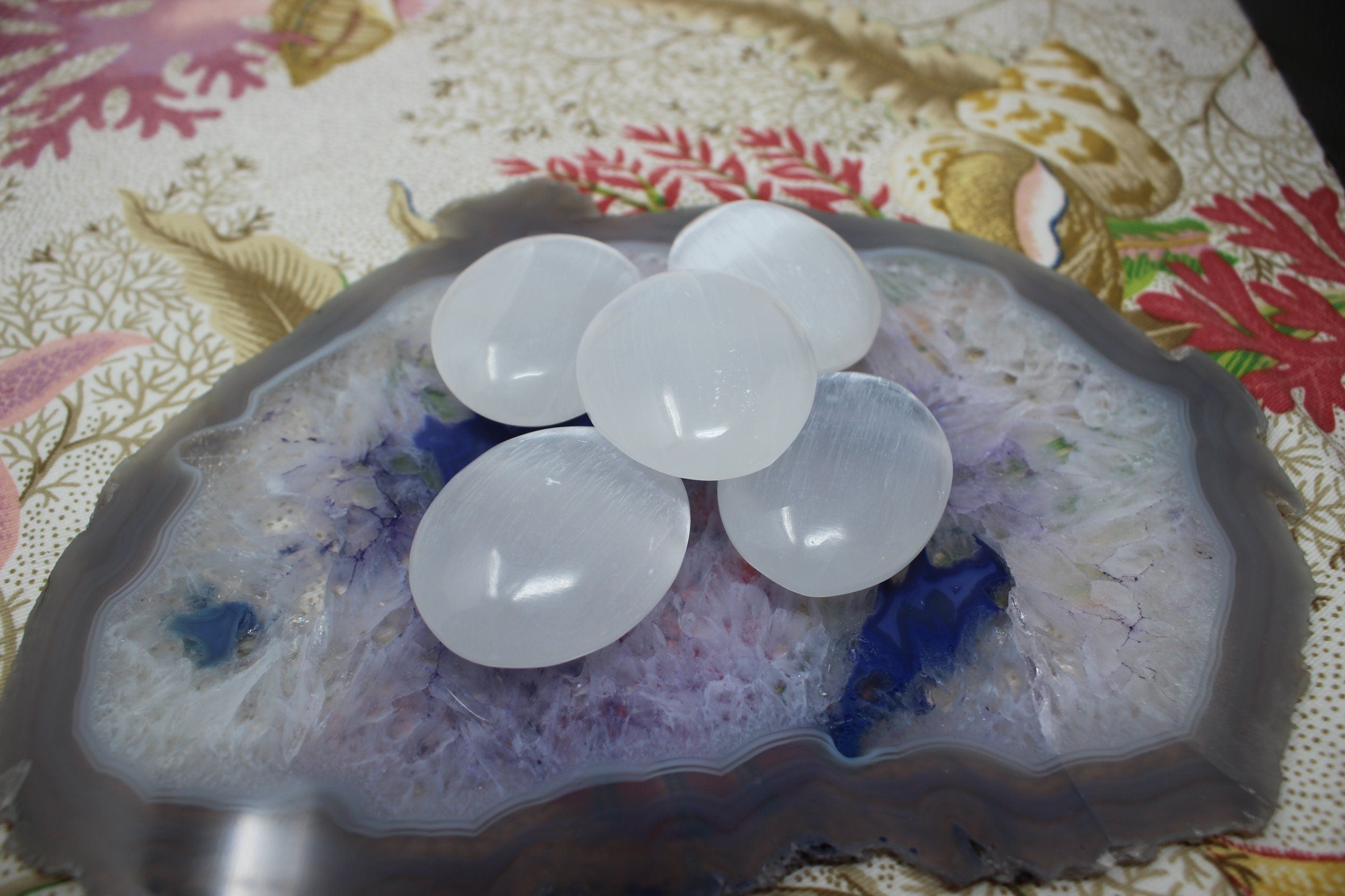 Pair of Selenite Palm Stones, Worry Stones, Crystal White Meditation Stones, Smooth Polish feels great in your hands. Nice Stocking Stuffer!