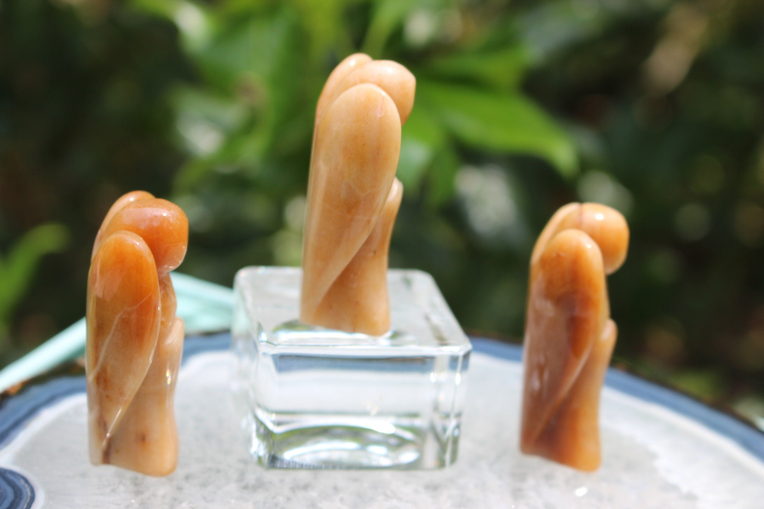 Honey Moonstone Guardian Angel, Crystal Protection Figurine, Keepsake- Comfort -Joy, Loss, Bereavement. Pocket Angel. Stocking Stuffer