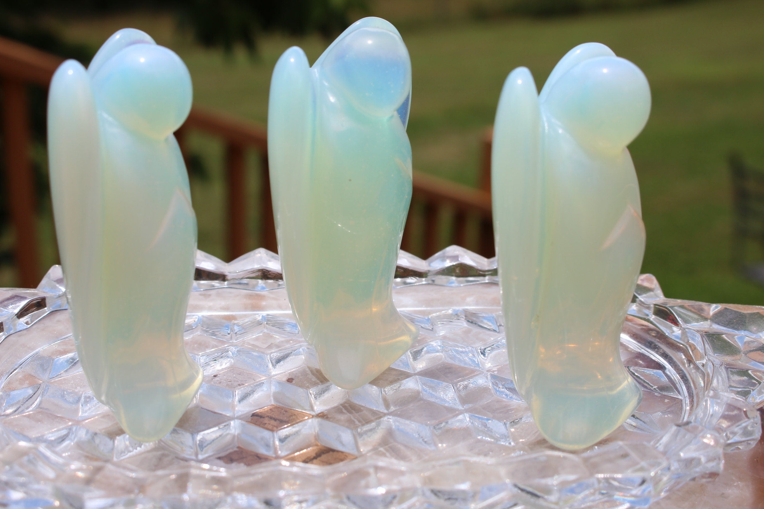 Extra Large Opalite Guardian Angel, Crystal Angel Figurine, Pocket Stone, Protection Gemstone. Keepsake Memento, 3.0 inches tall. Ships Free