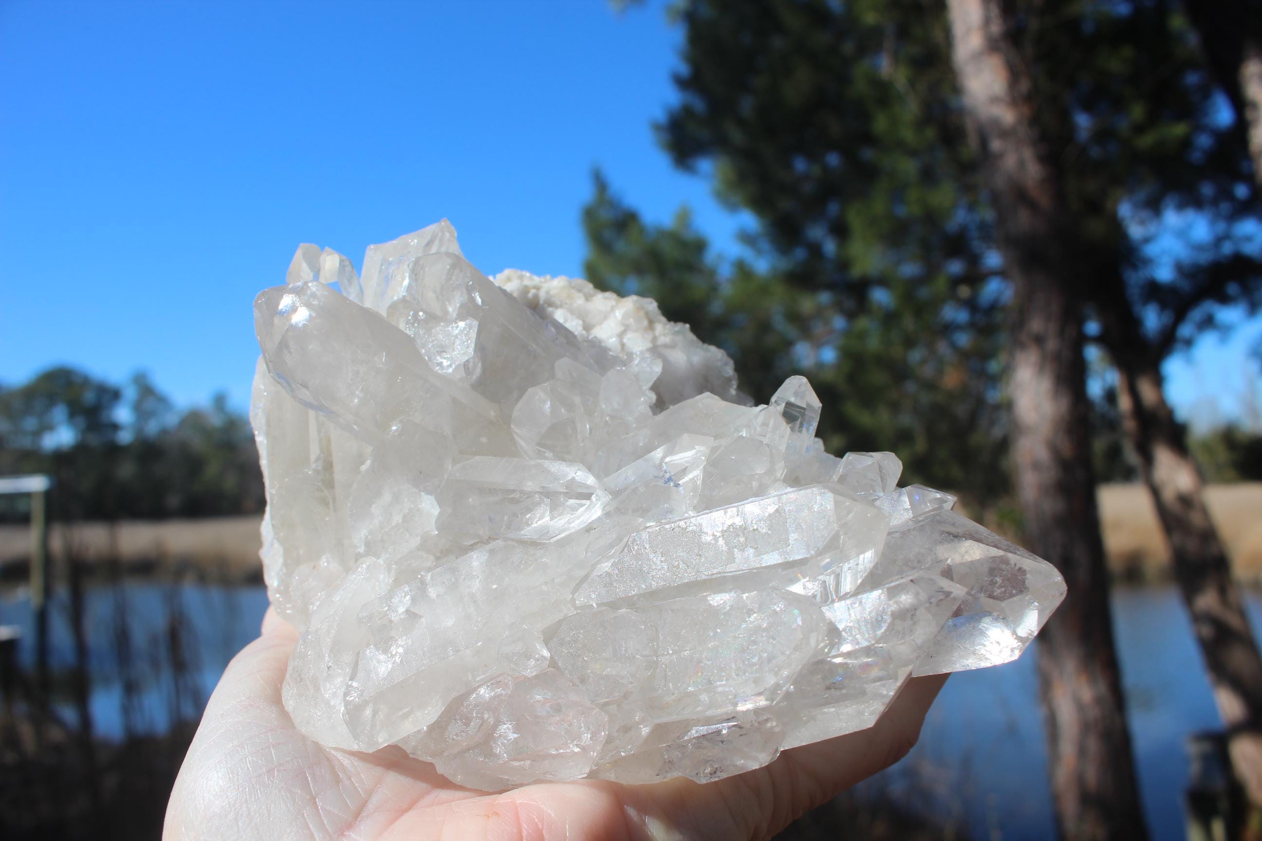 Quartz Crystal Cluster, Clear Raw Natural Specimen. Large Sparkling Terminations, for Yoga Meditation Rooms, Boho Home Décor, Collections!