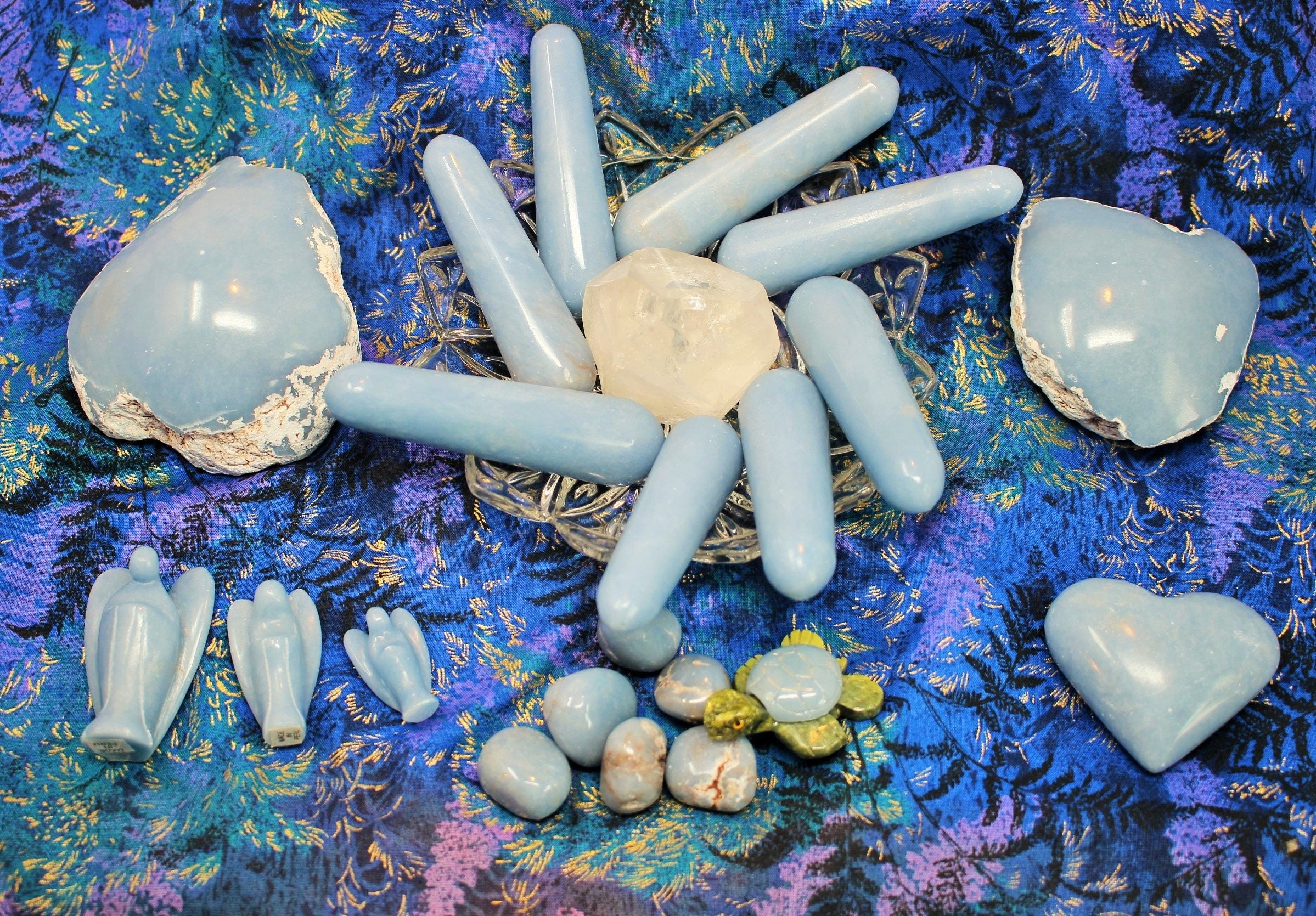 Angelite Gemstone Massage Healing Wand, Personal Massage & Reflexology Tool with a Tapered End, Smoothly Polished, Sky Blue Natural Color!