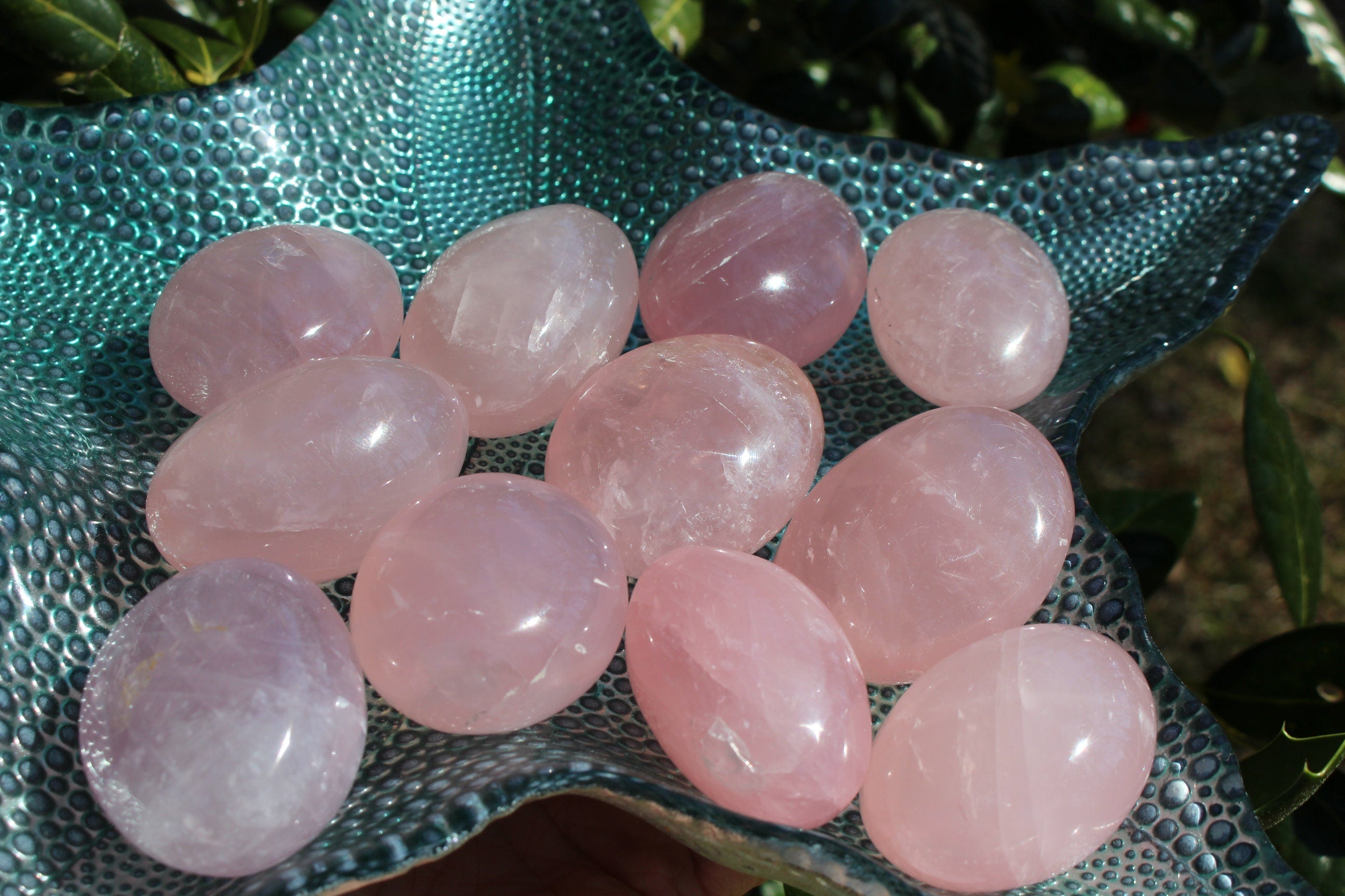 Rose Quartz Palm Stone, Meditation Stone, Puffy Rose Quartz Gallet, Large Pocket Stone- Nice Color & Polish.