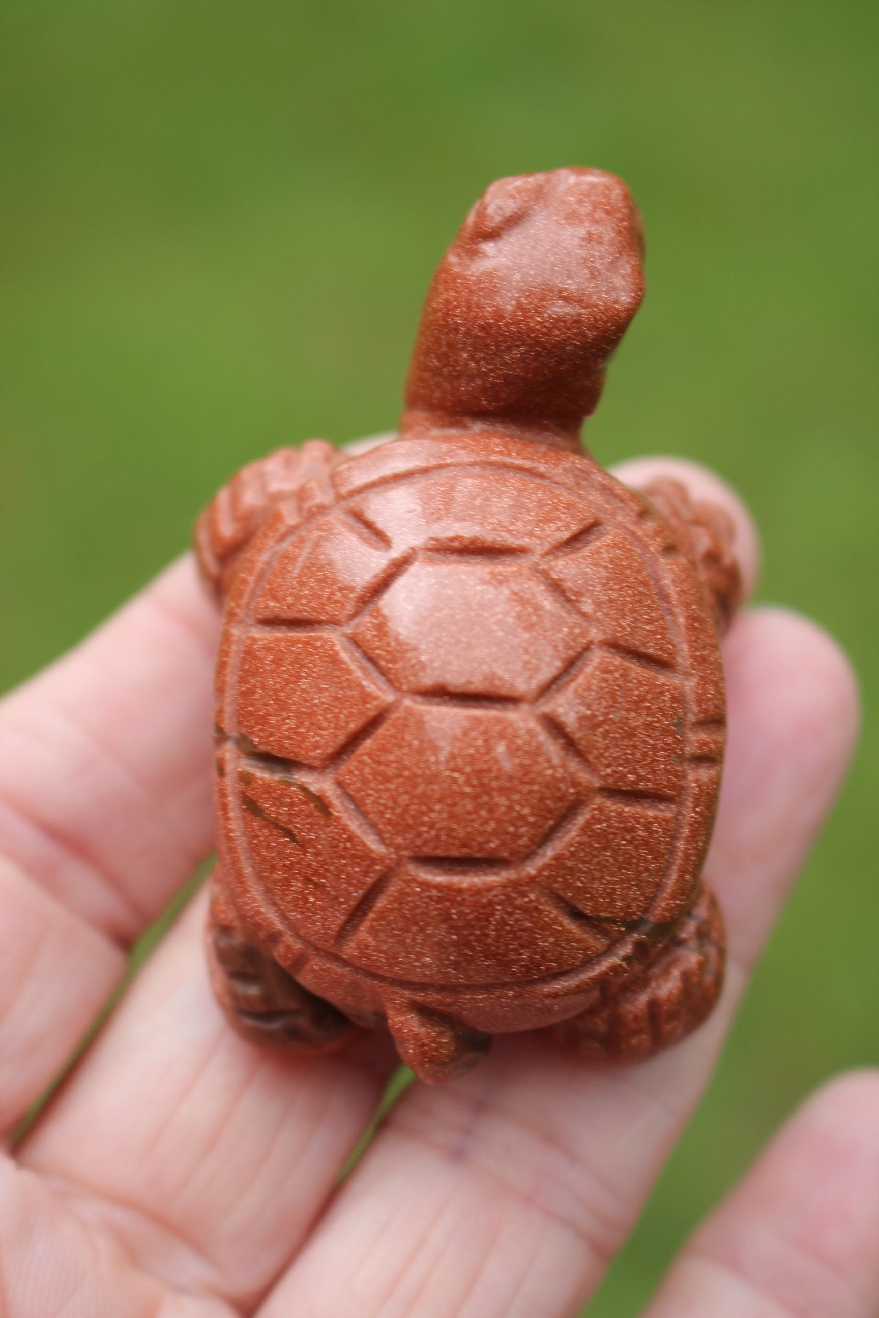 Large Carved Goldstone Turtle, Gemstone Crystal Totem Animal, Use in Fairy and Crystal Gardens, Altars Home Decor. Collectible Figurine
