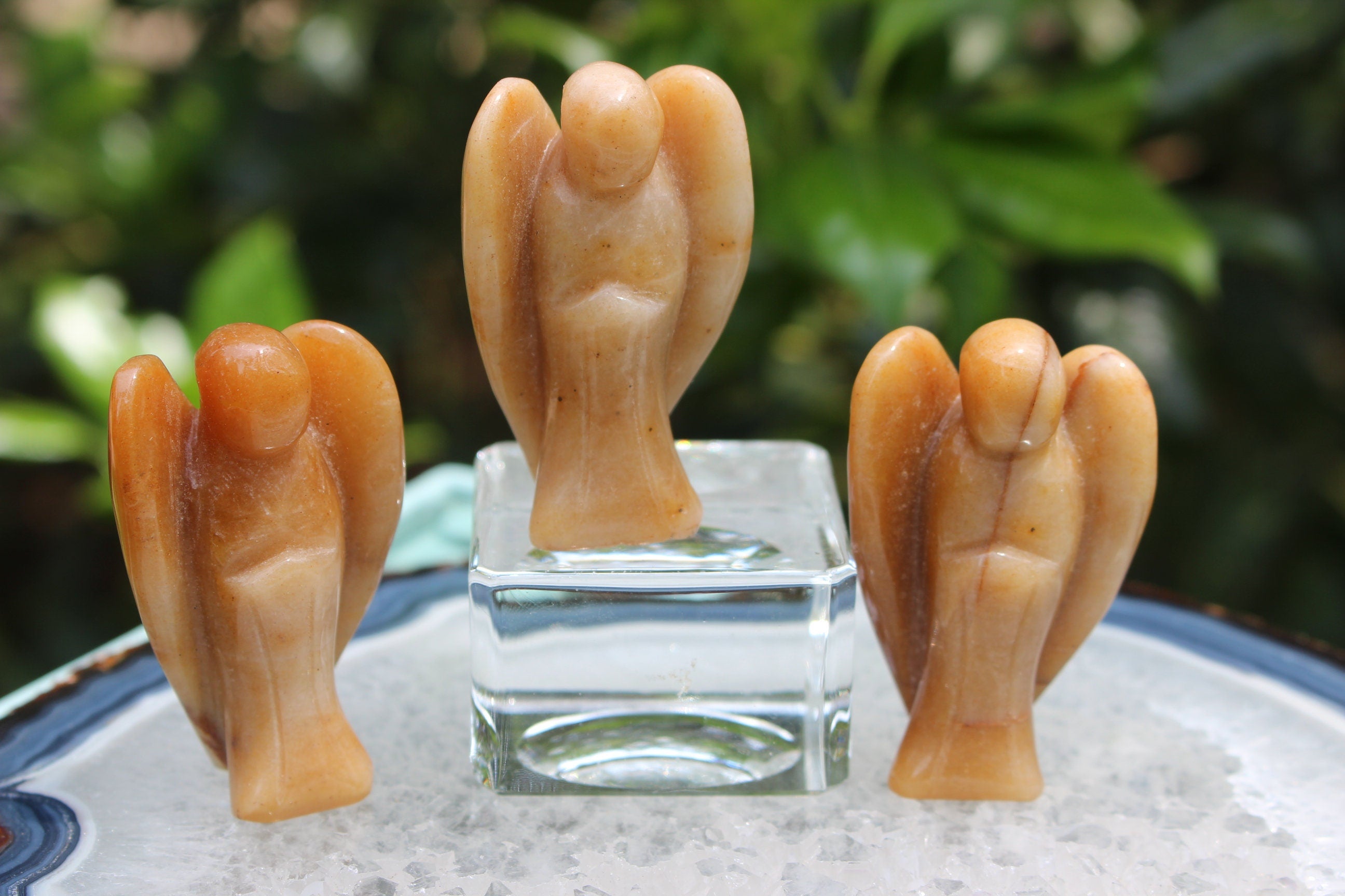 Honey Moonstone Guardian Angel, Crystal Protection Figurine, Keepsake- Comfort -Joy, Loss, Bereavement. Pocket Angel. Stocking Stuffer